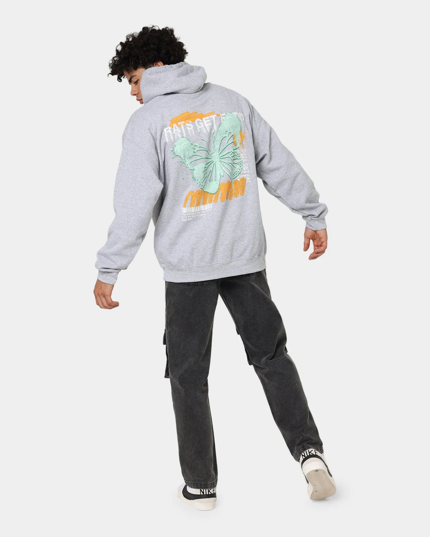 Rats Get Fat Spray Butterfly Kapuzenpullover Grau