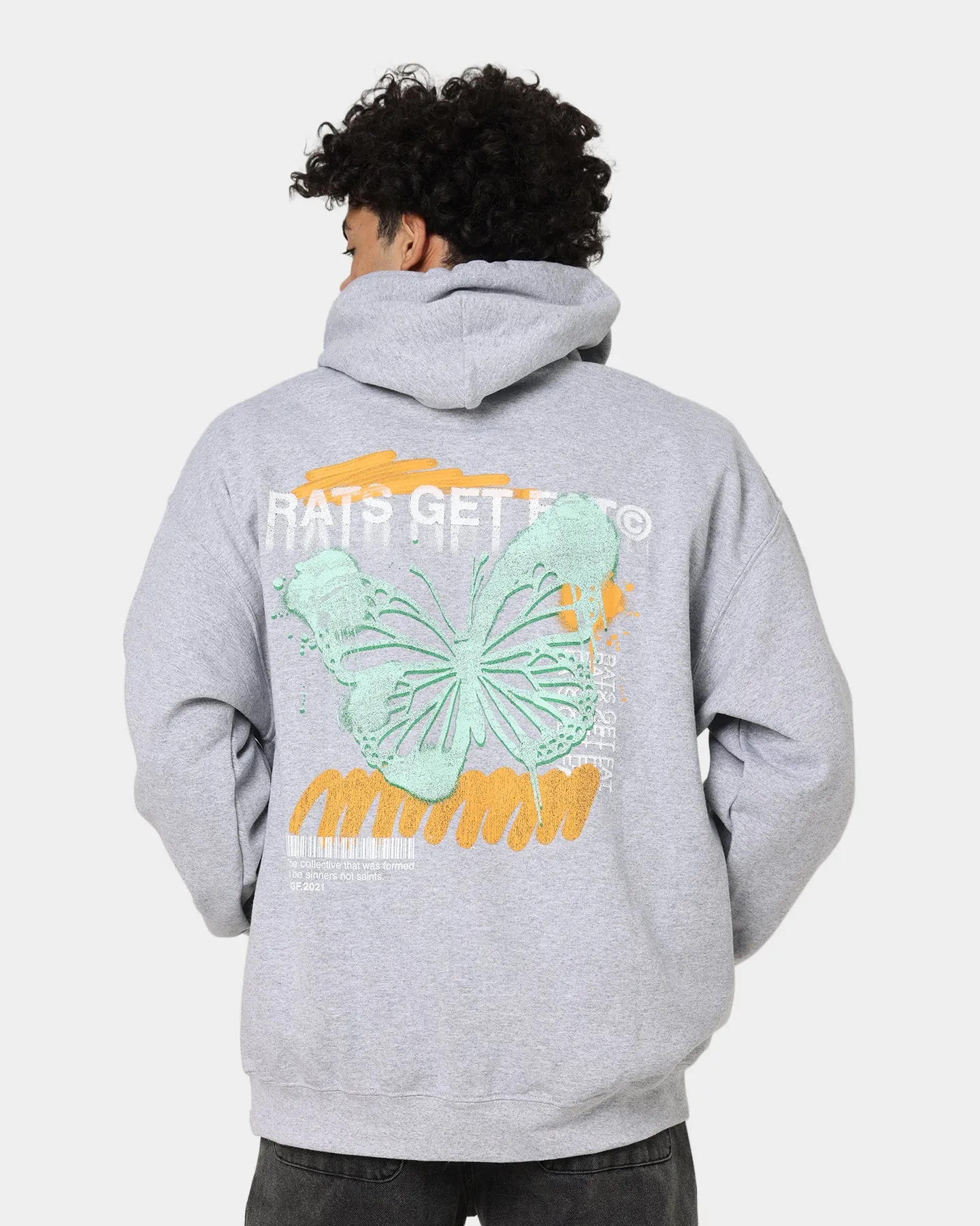 Rats Get Fat Spray Butterfly Kapuzenpullover Grau