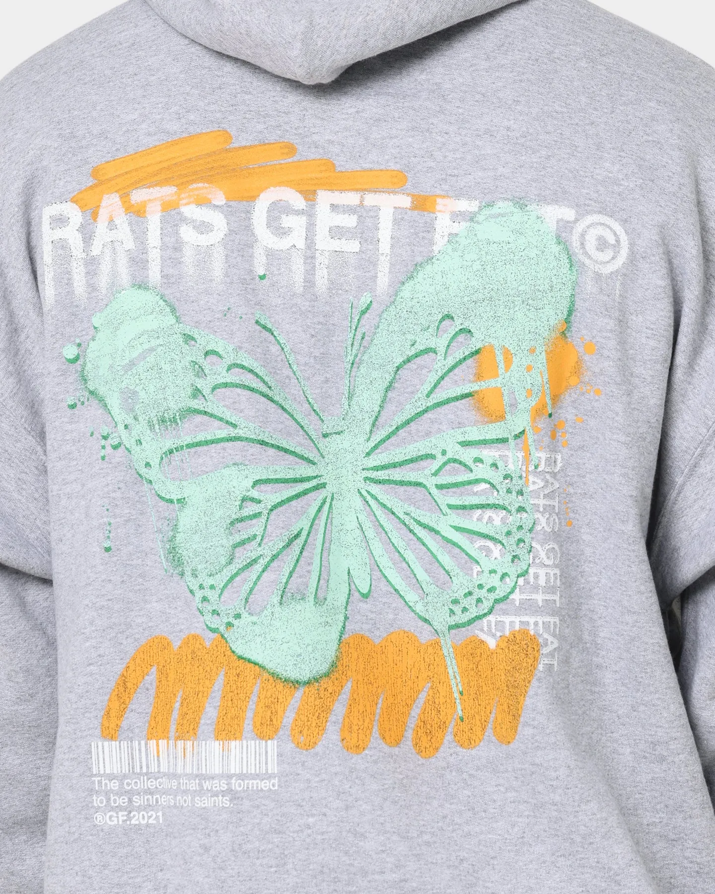 Rats Get Fat Spray Butterfly Kapuzenpullover Grau