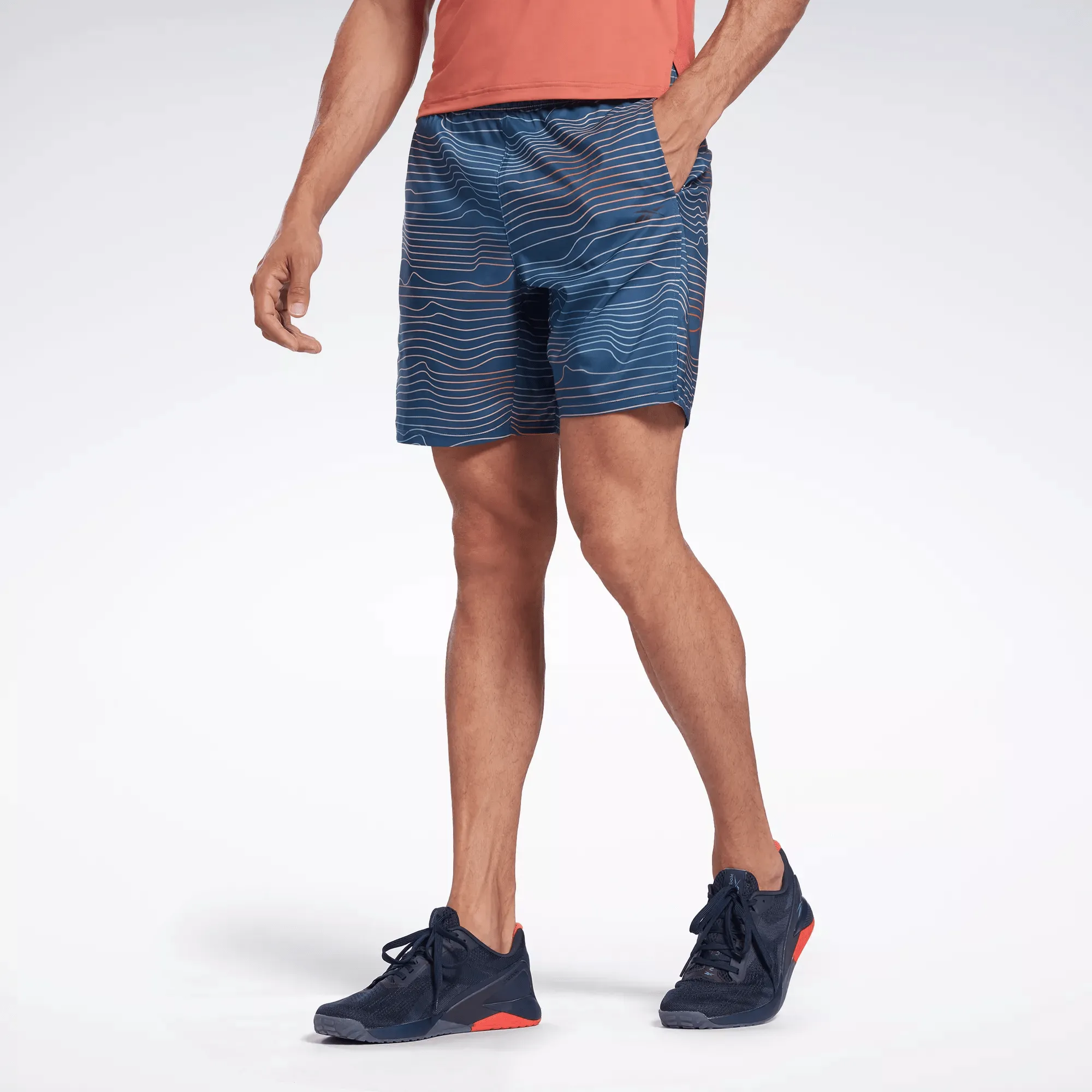 Reebok Herren Allover Print Speed 2.0 Shorts Blau Reebok