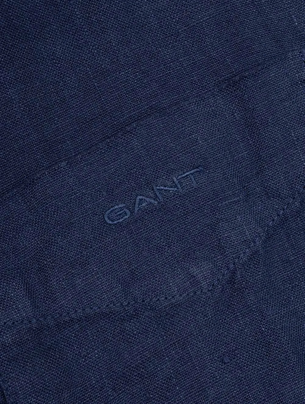 Regular Fit Garment Dyed Leinen Kurzarmhemd Marine
