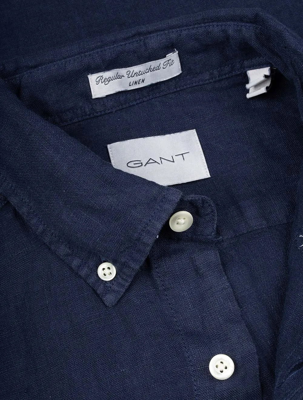 Regular Fit Garment Dyed Leinen Kurzarmhemd Marine