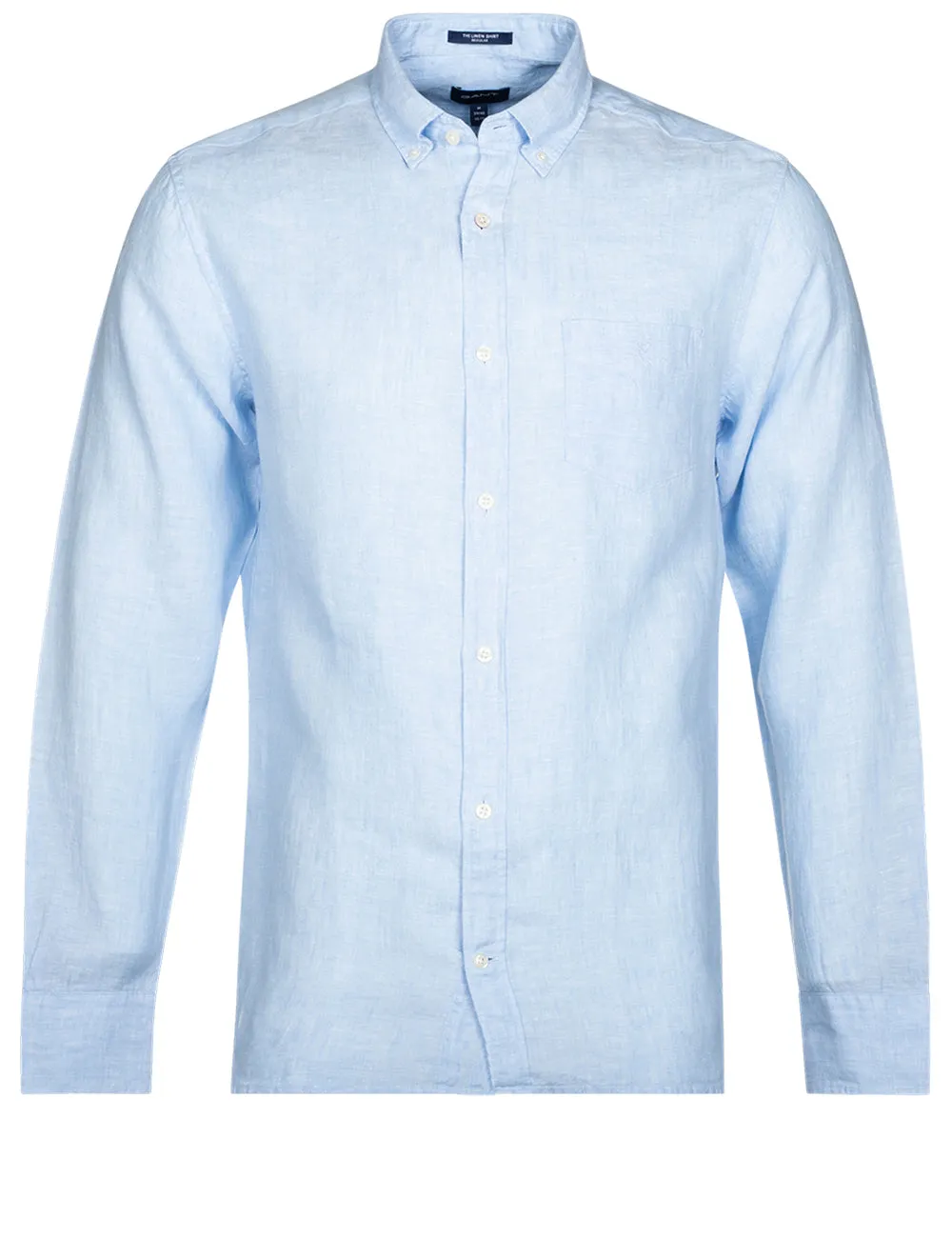 Reguläres Leinenhemd mit Knopfleiste Capri-Blau