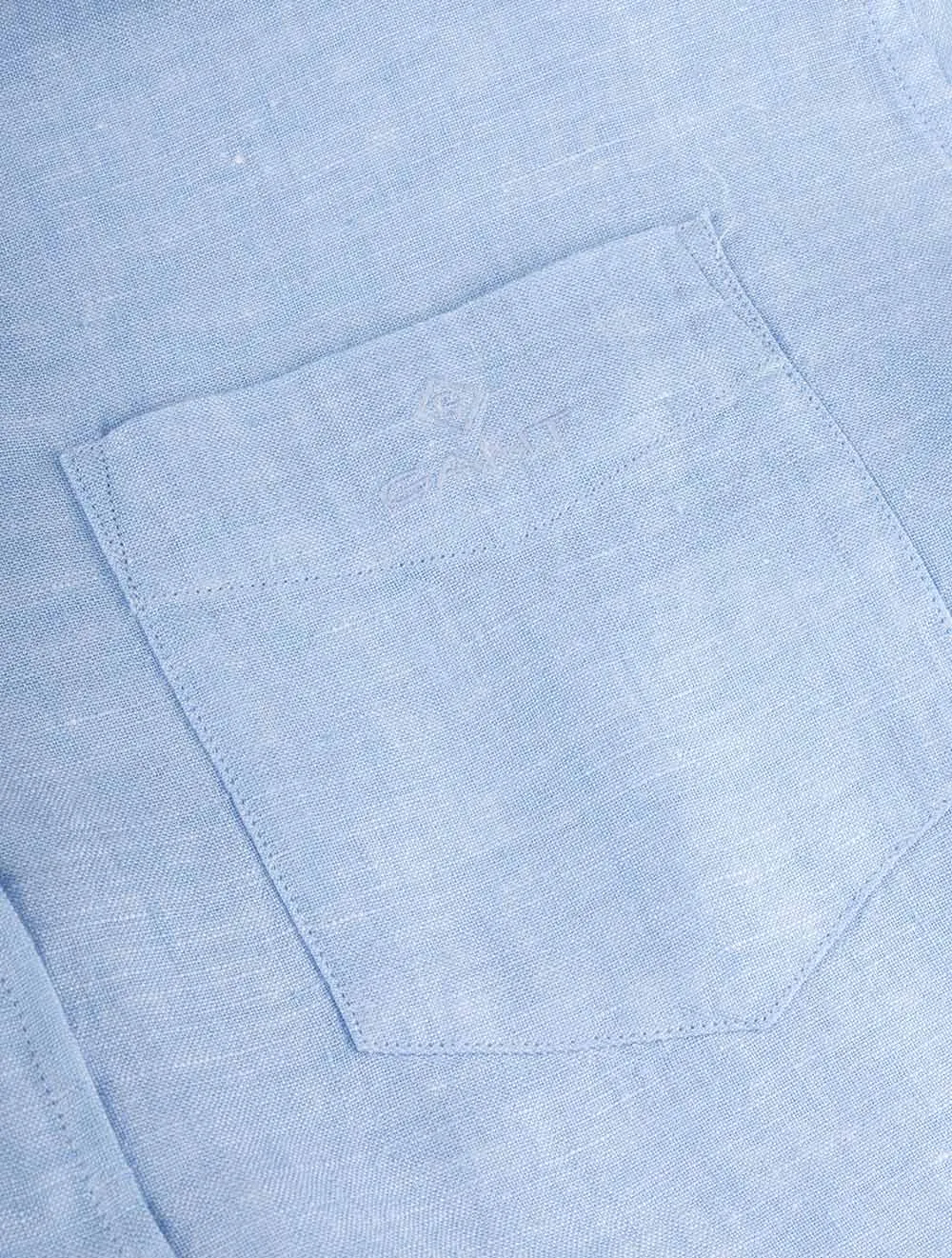 Reguläres Leinenhemd mit Knopfleiste Capri-Blau