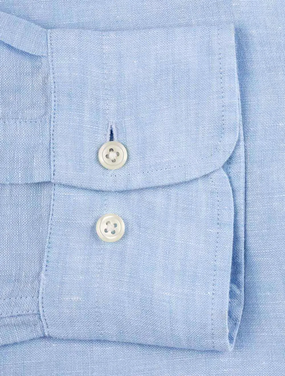 Reguläres Leinenhemd mit Knopfleiste Capri-Blau