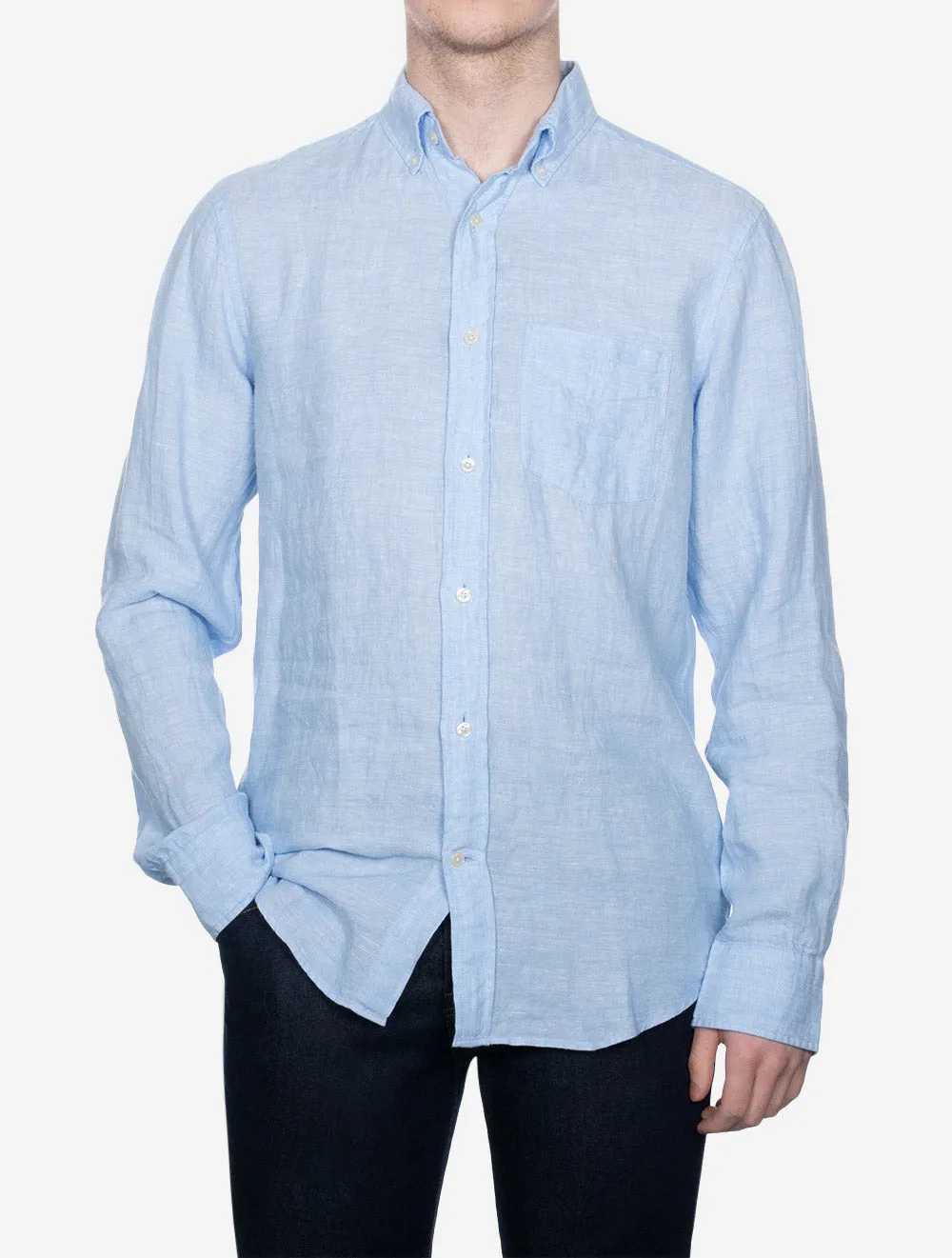 Reguläres Leinenhemd Capri Blau