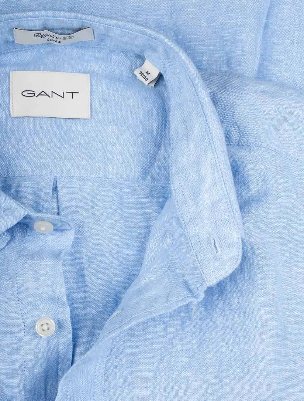 Reguläres Leinen-Kurzarmhemd Capri-Blau