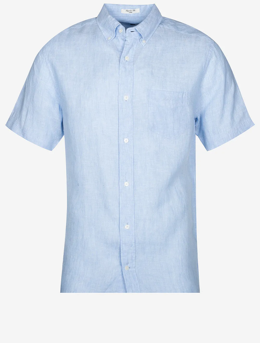 Reguläres Leinen-Kurzarmhemd Capri-Blau