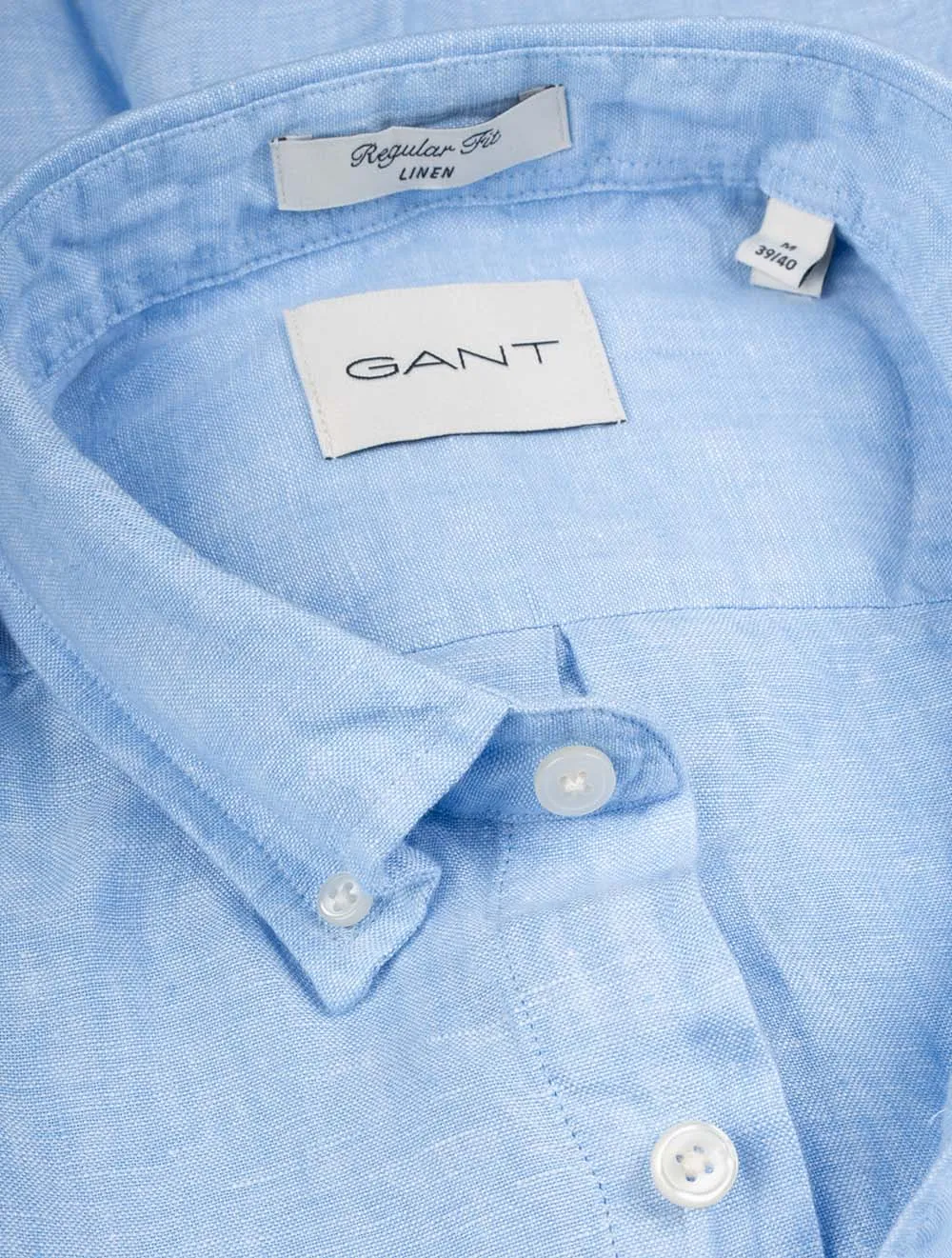 Reguläres Leinen-Kurzarmhemd Capri-Blau