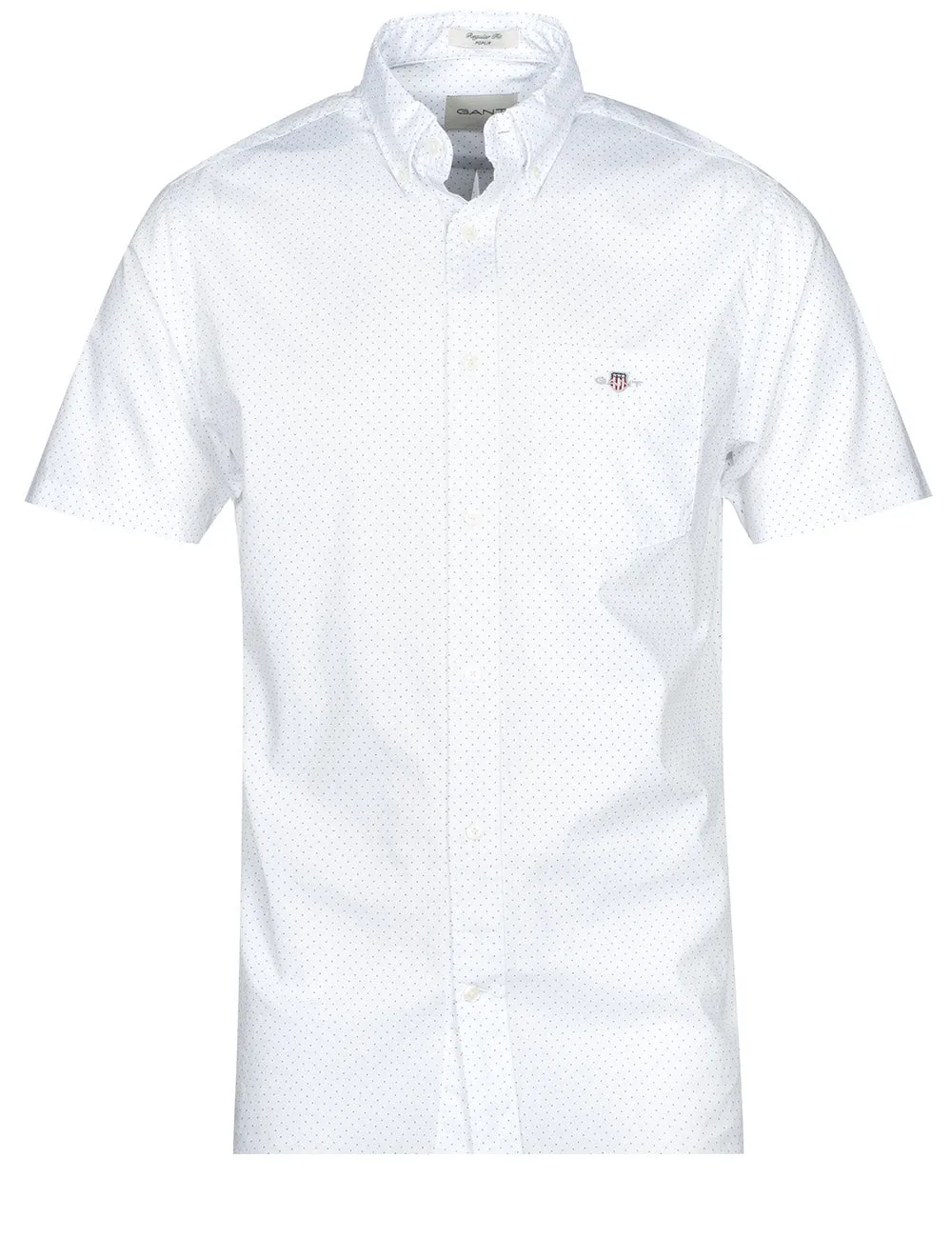 Reguläres Mikropunkt-Poplin-Kurzarmhemd Weiß