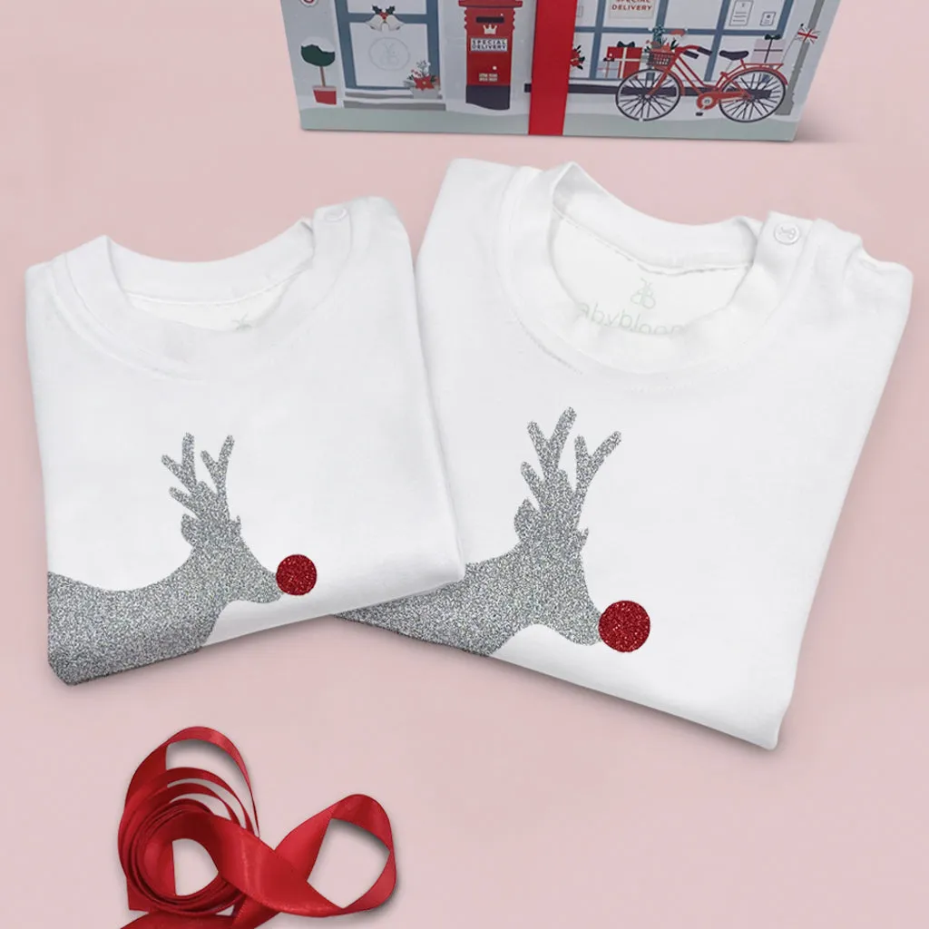 Rentier Glitzer Weihnachts T-Shirt