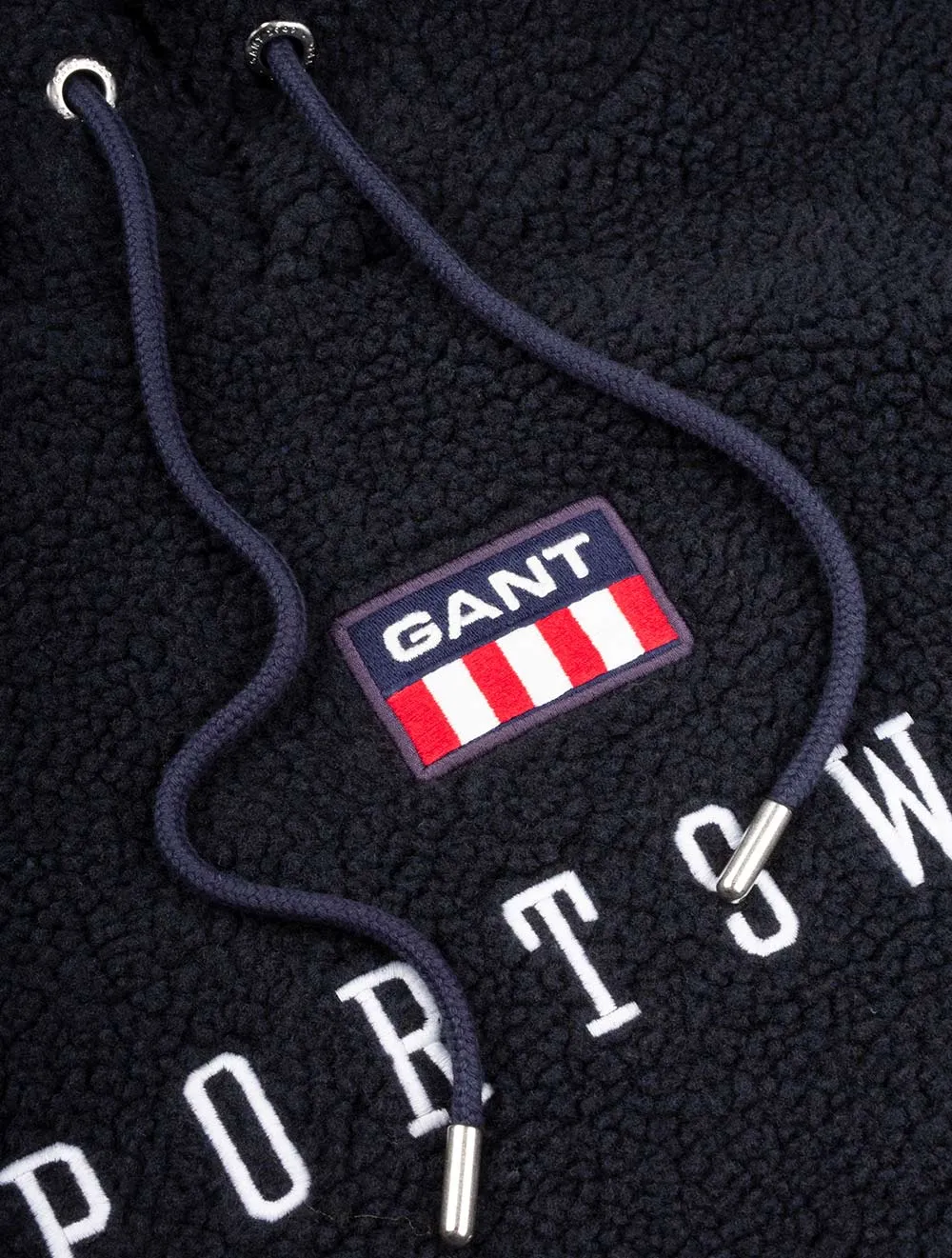 Retro Flag Fleece Kapuzenpullover Abendblau
