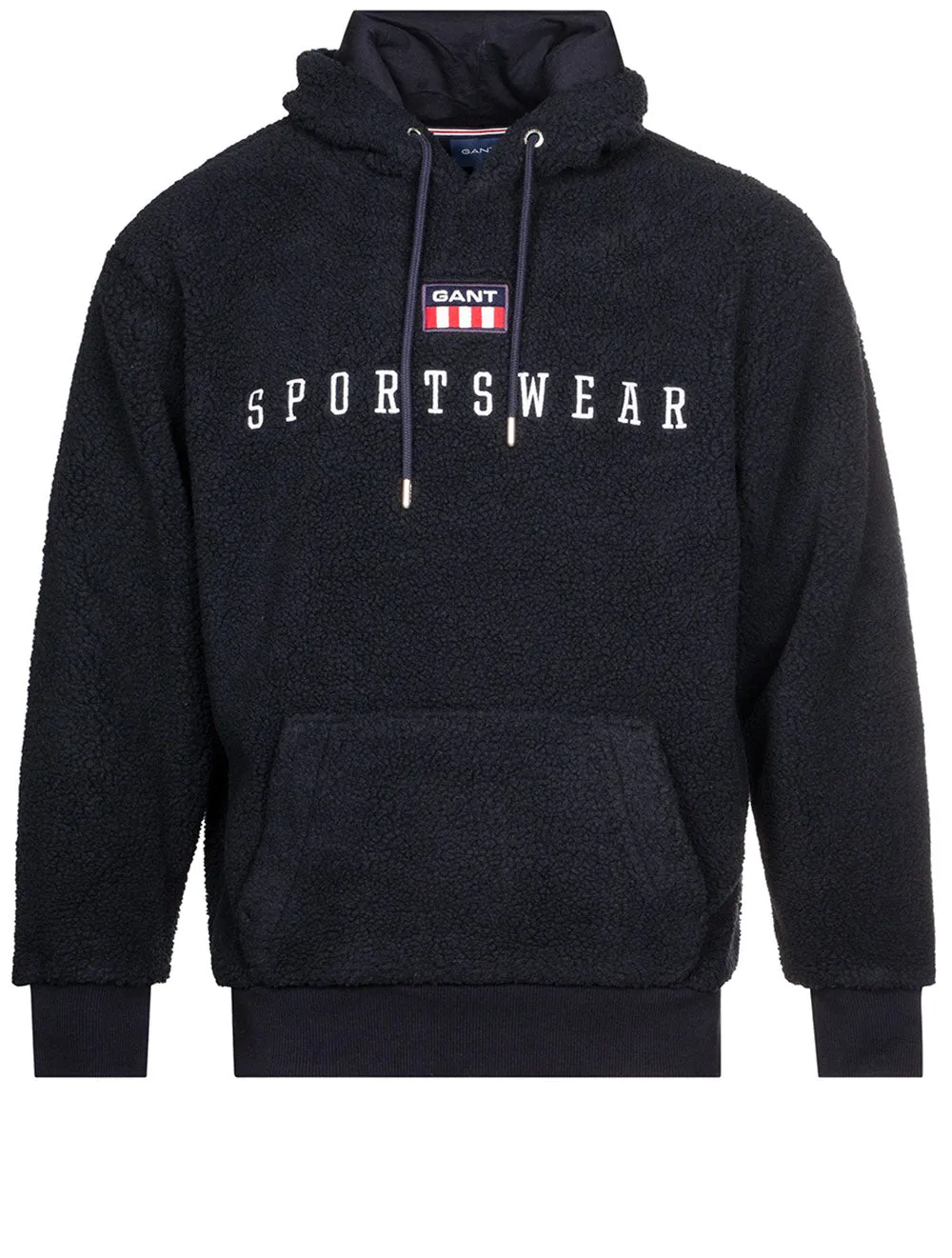 Retro Flag Fleece Kapuzenpullover Abendblau