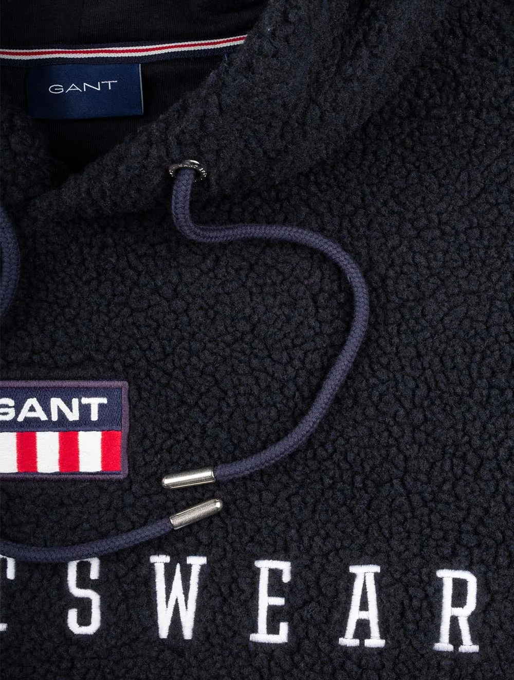 Retro Flag Fleece Kapuzenpullover Abendblau