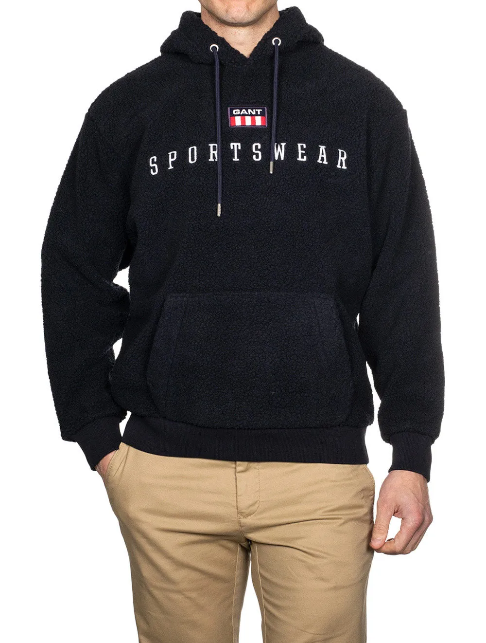 Retro Flag Fleece Kapuzenpullover Abendblau