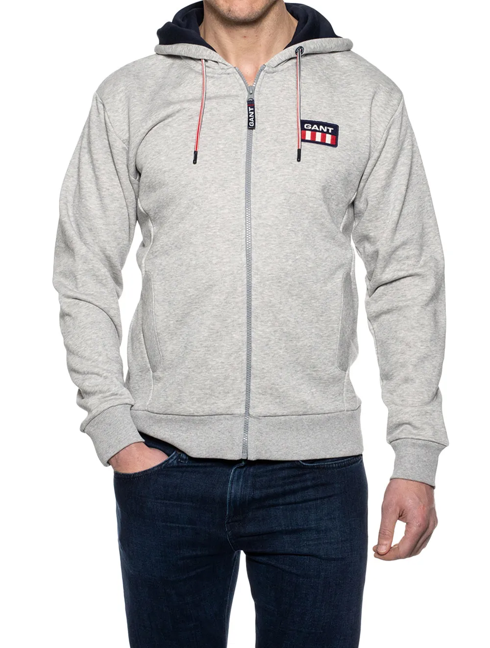 Retro Logo Full-Zip Hoodie Hellgrau Melange