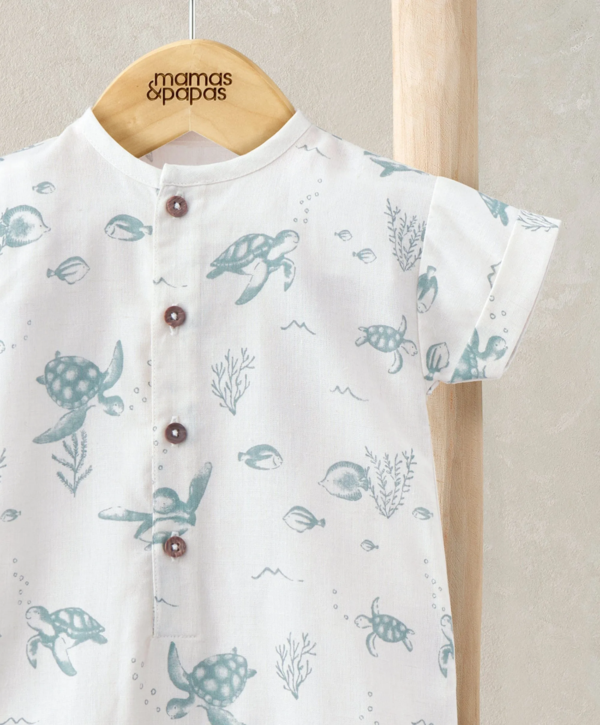 Romper mit umgeschlagenen Ärmeln - Unterwasser-Print
