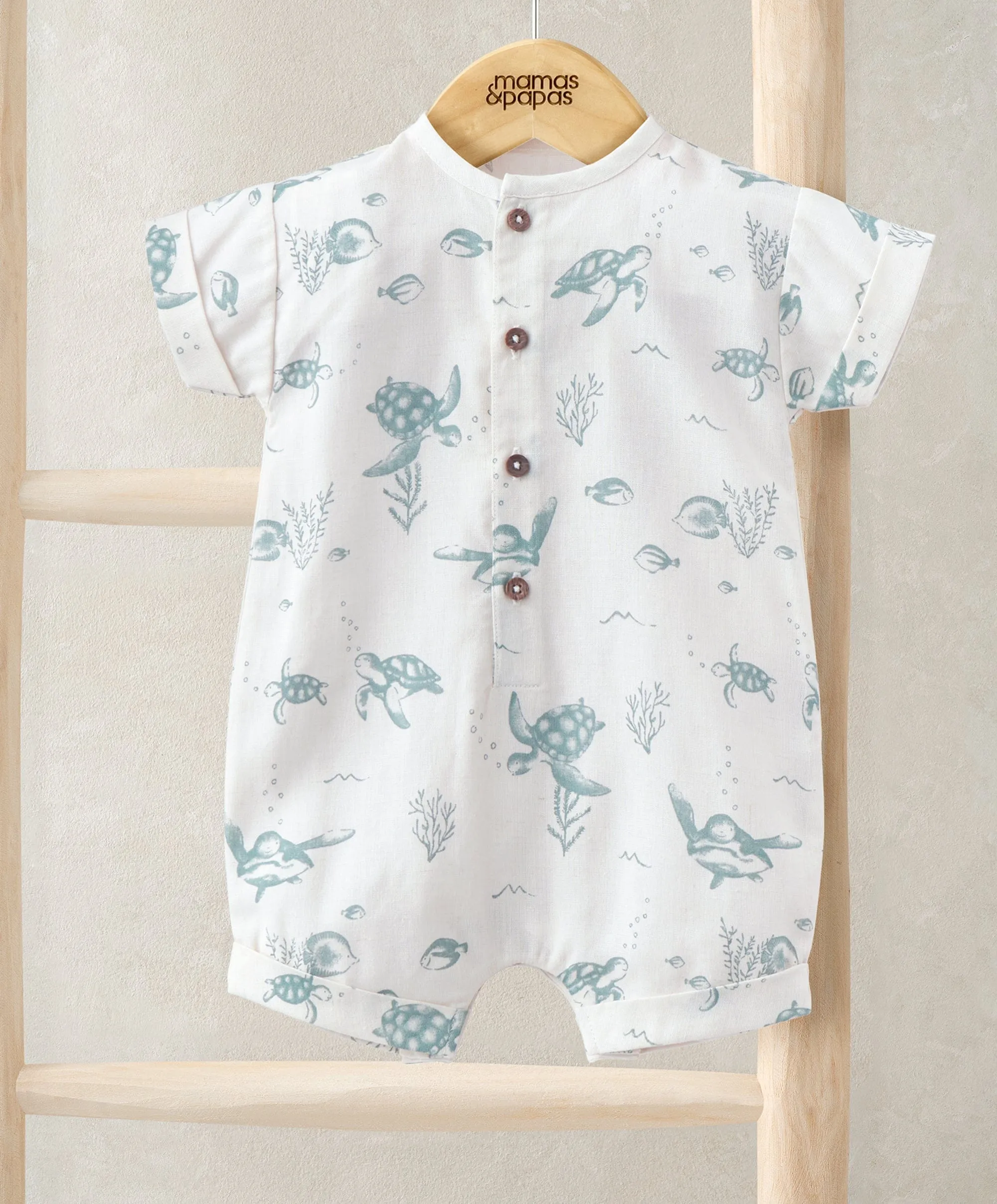 Romper mit umgeschlagenen Ärmeln - Unterwasser-Print
