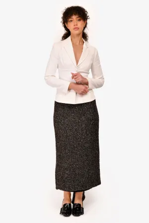 Rosetta Gety Black/White Wool Tweed Midi Skirt Size 6