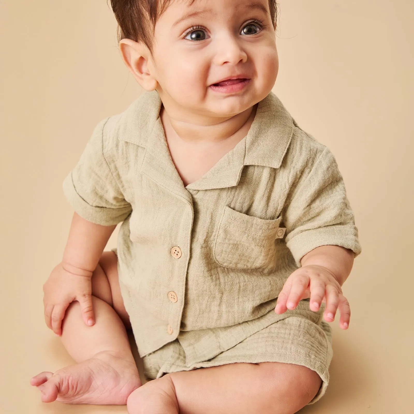 Sage Muslin Kurzarmhemd
