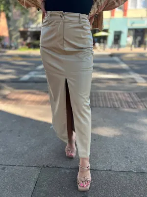 Sahara Chic Midi Skirt In Khaki