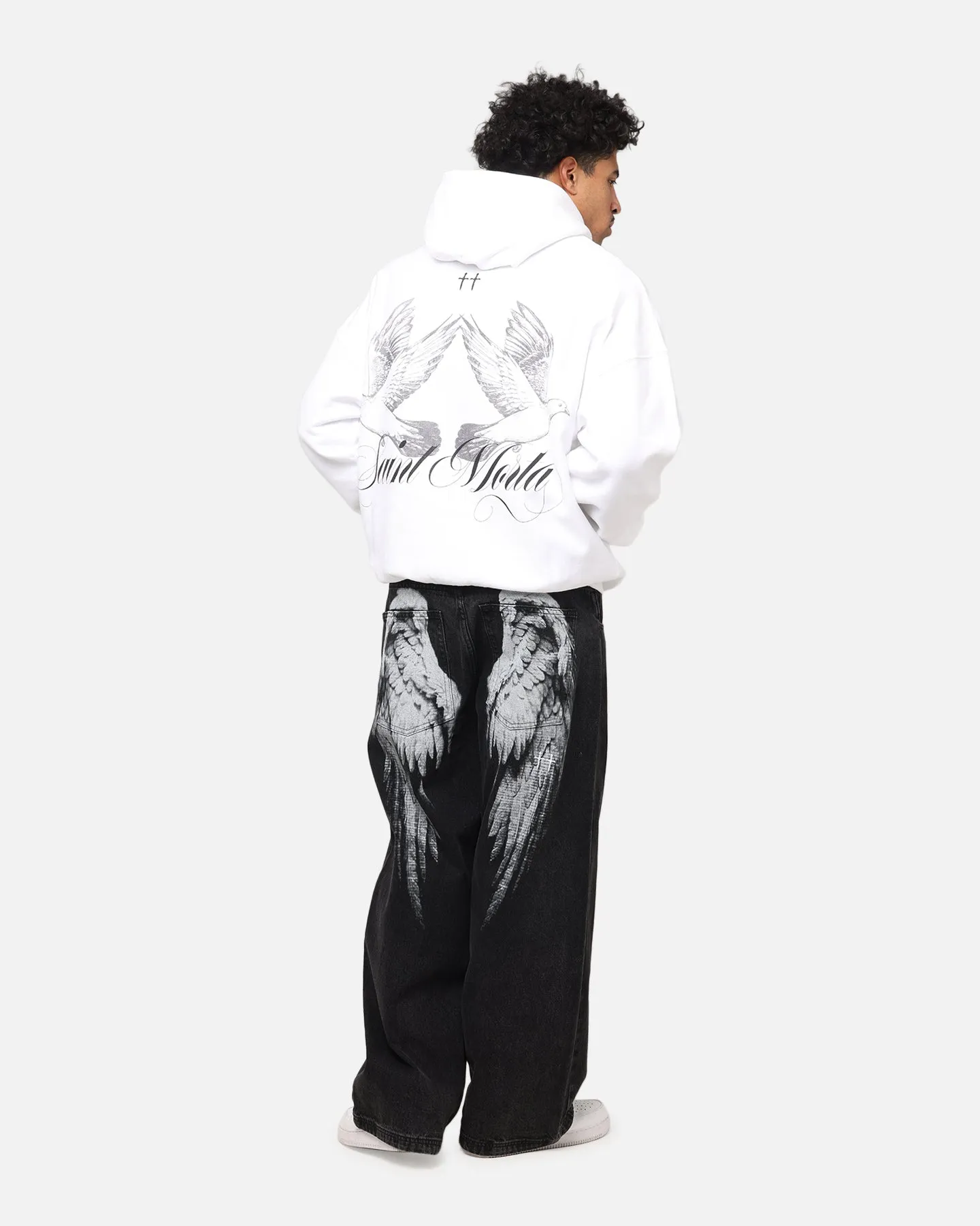Saint Morta Tauben Boxy Hoodie Weiß