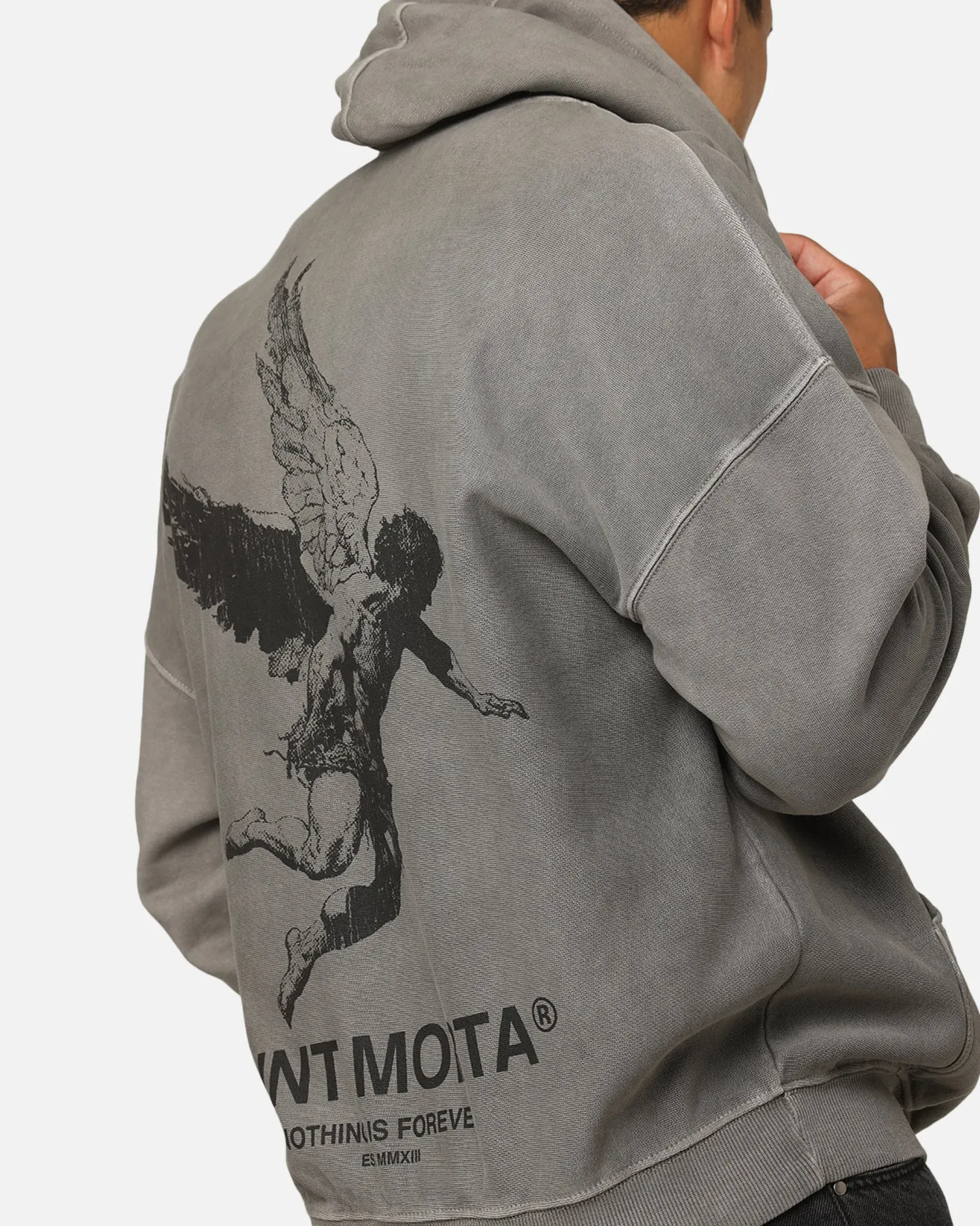 Saint Morta Nichts Ist Für Immer Boxy Hoodie Gewaschener Kohlenton