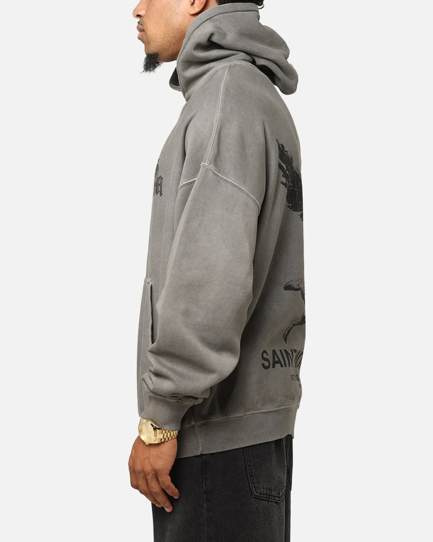 Saint Morta Nichts Ist Für Immer Boxy Hoodie Gewaschener Kohlenton