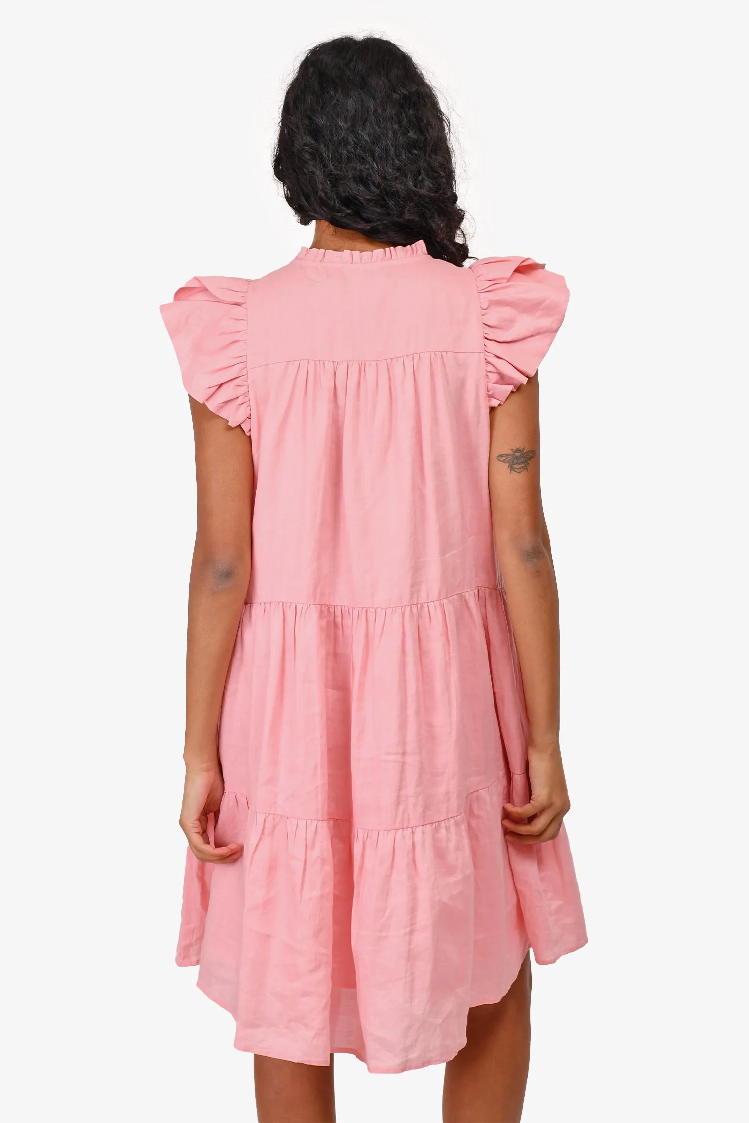 Sea New York Pink Baumwoll-Armelloses Rüschen-Blumenkleid Größe XS