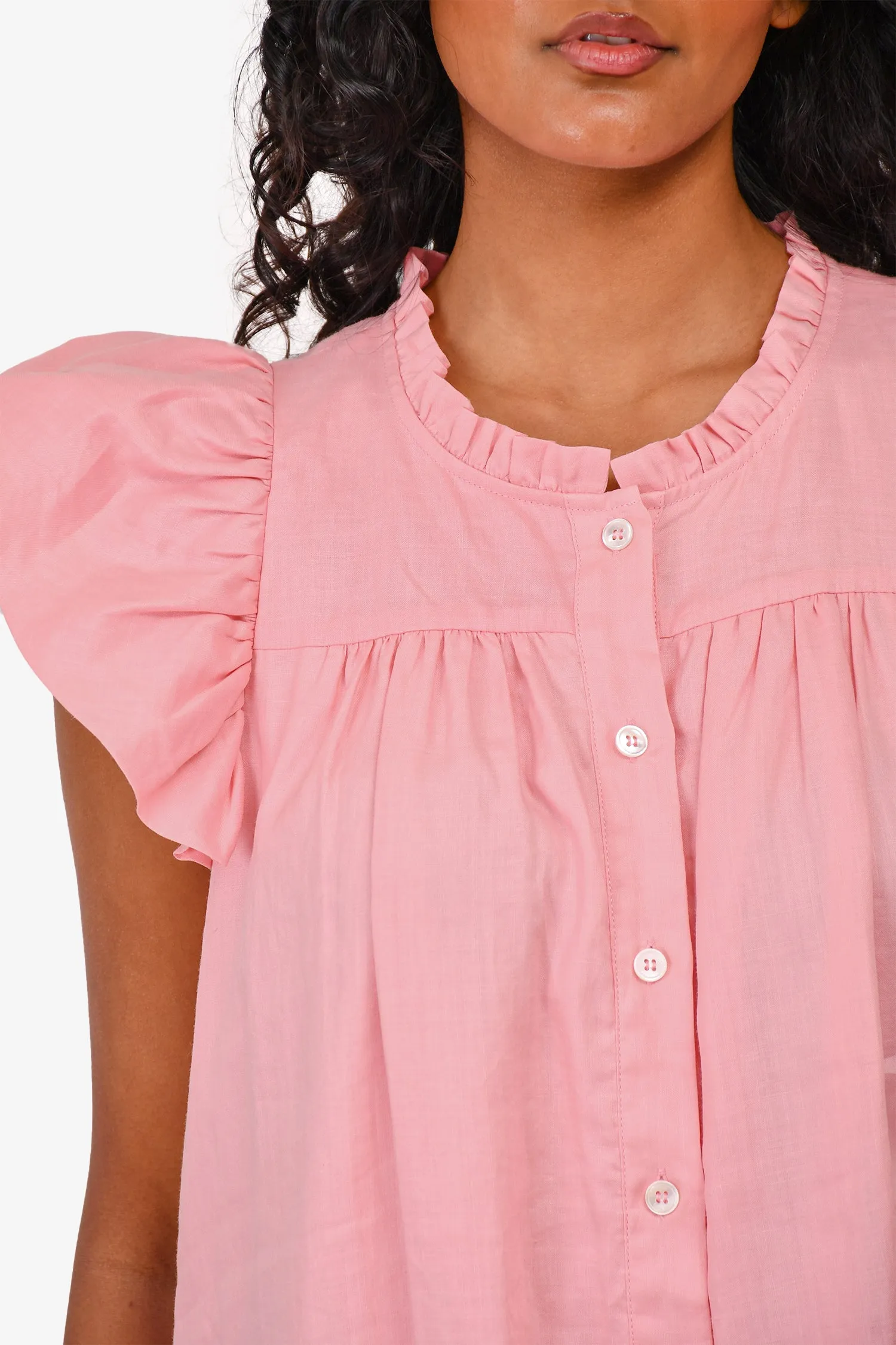 Sea New York Pink Baumwoll-Armelloses Rüschen-Blumenkleid Größe XS