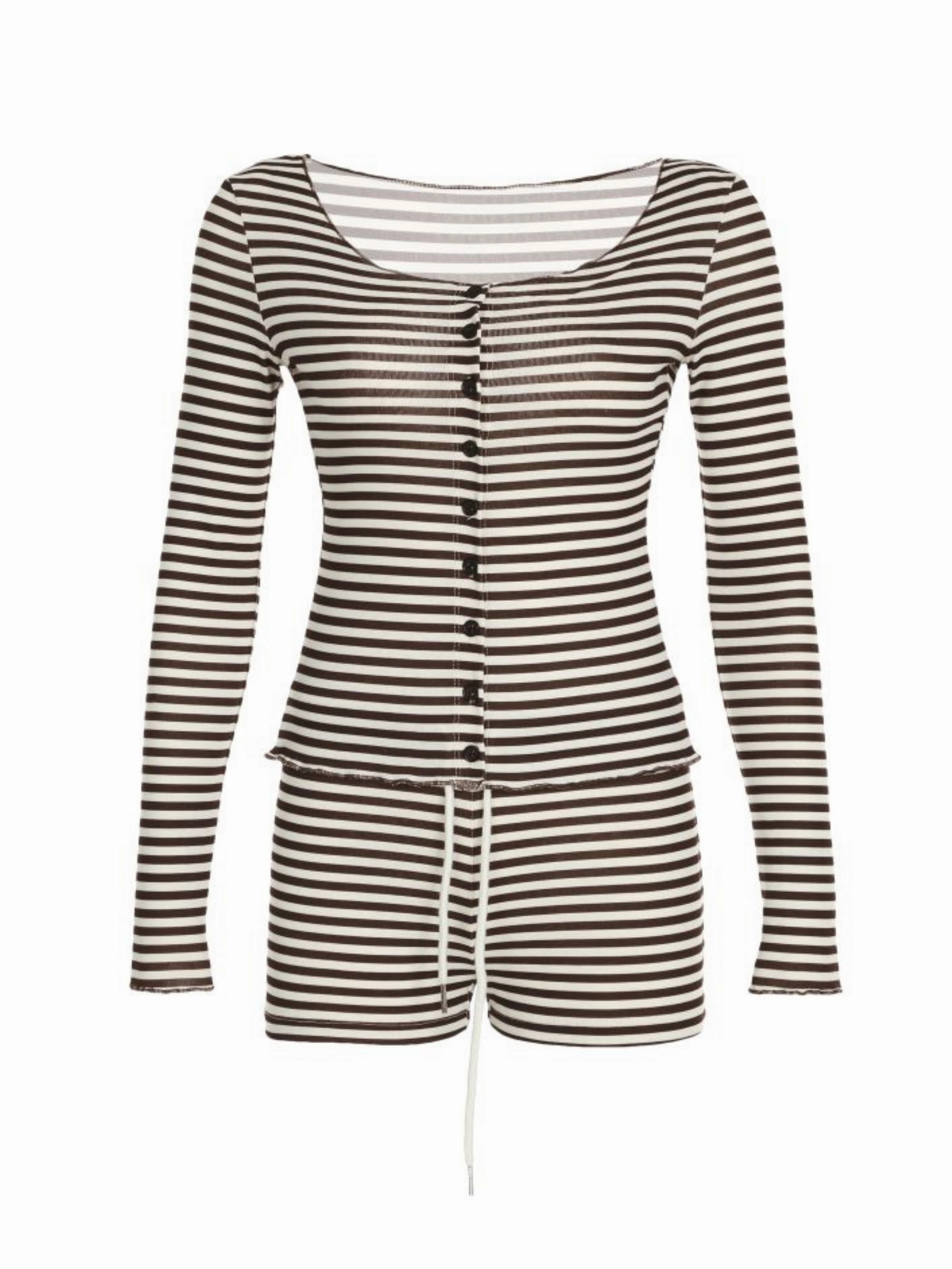 September Striped Cardigan Shorts Set