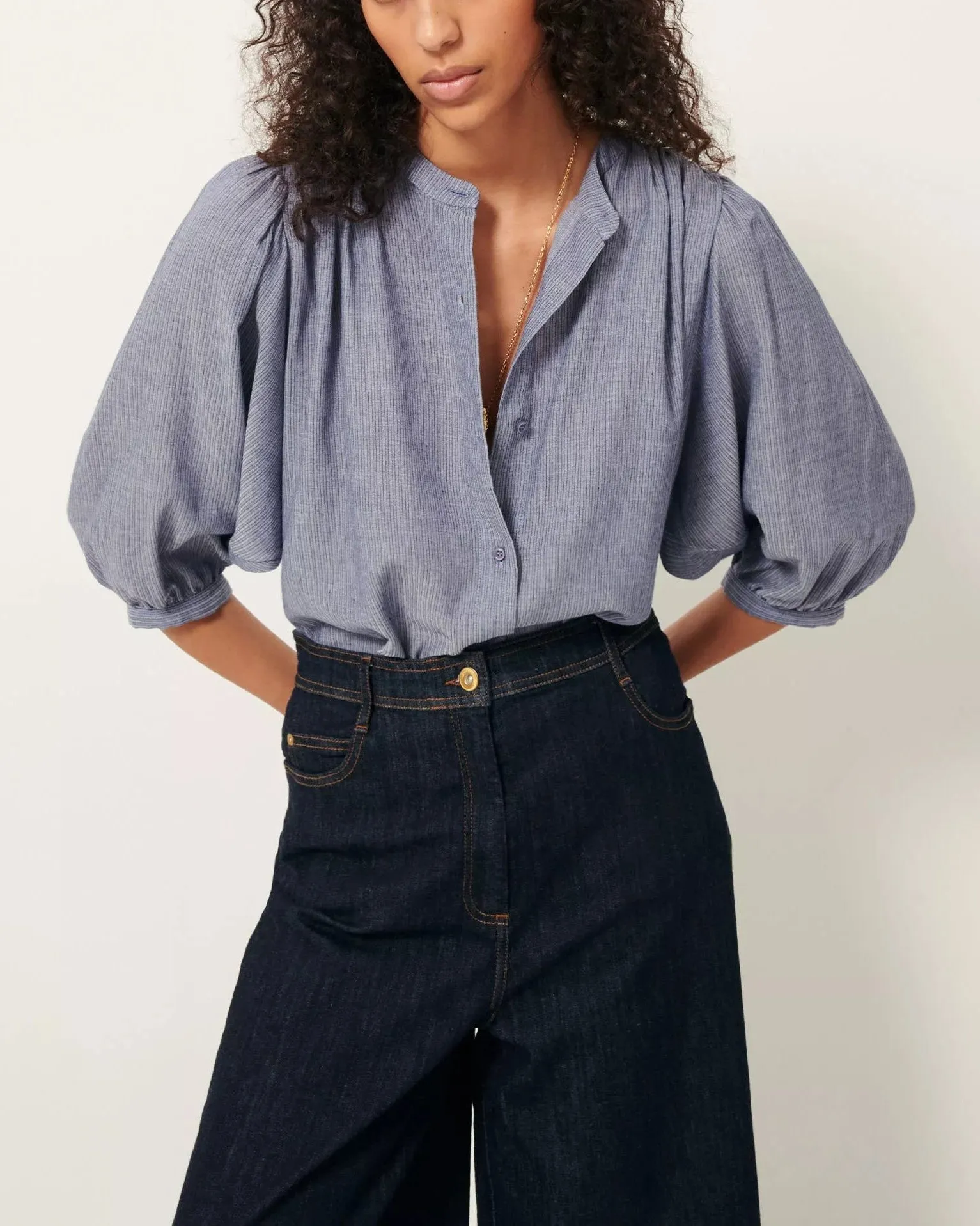 Sessun Damenbekleidung Bluse A View Chambray-Blau