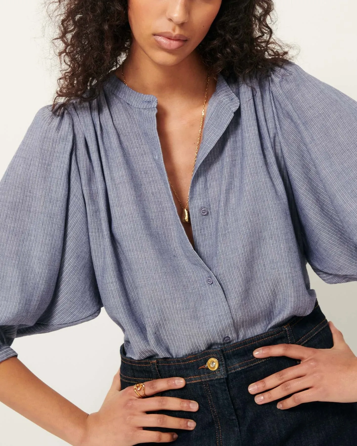 Sessun Damenbekleidung Bluse A View Chambray-Blau