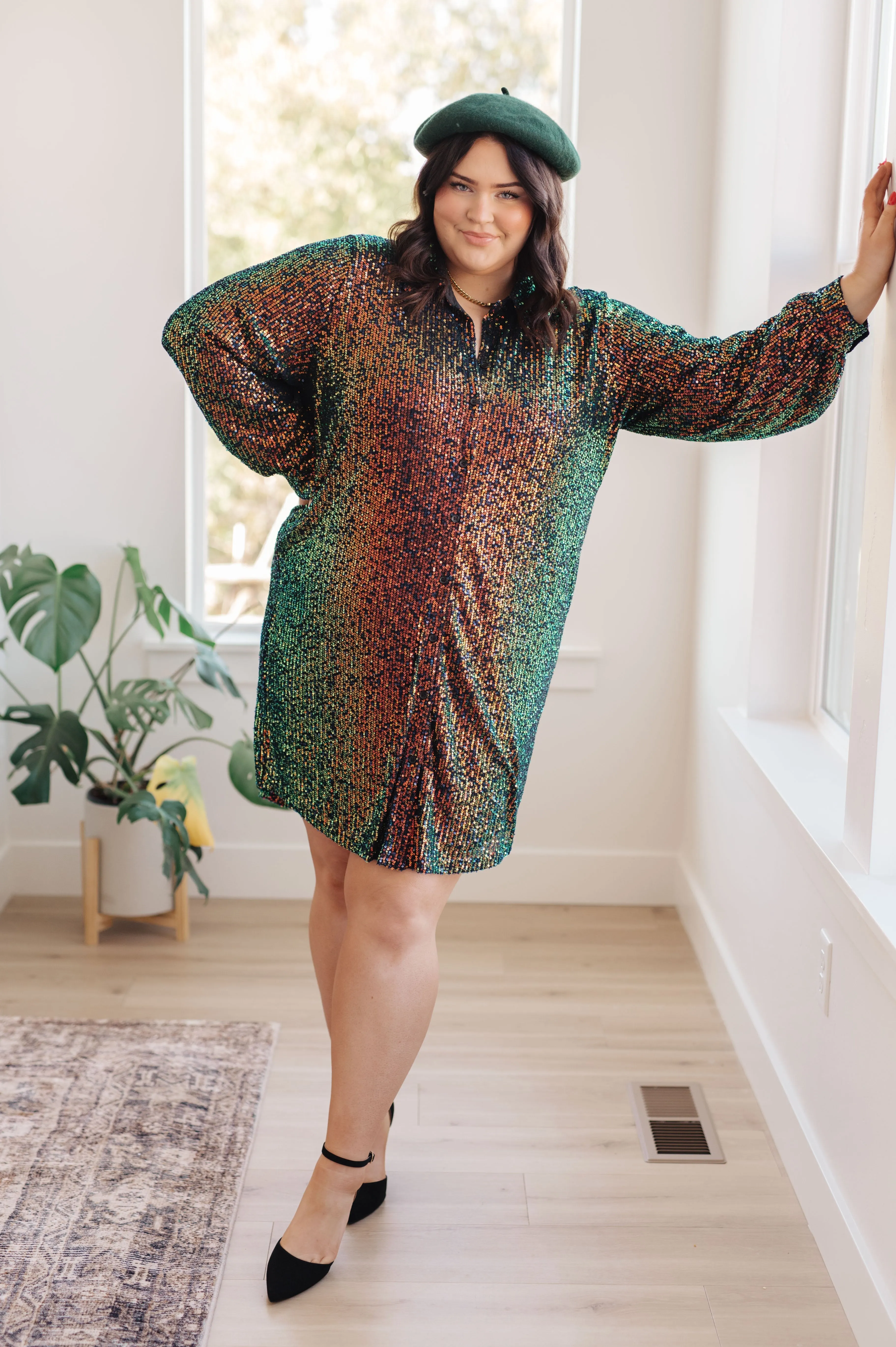 Glitzernde Pracht Pailletten Shirtkleid