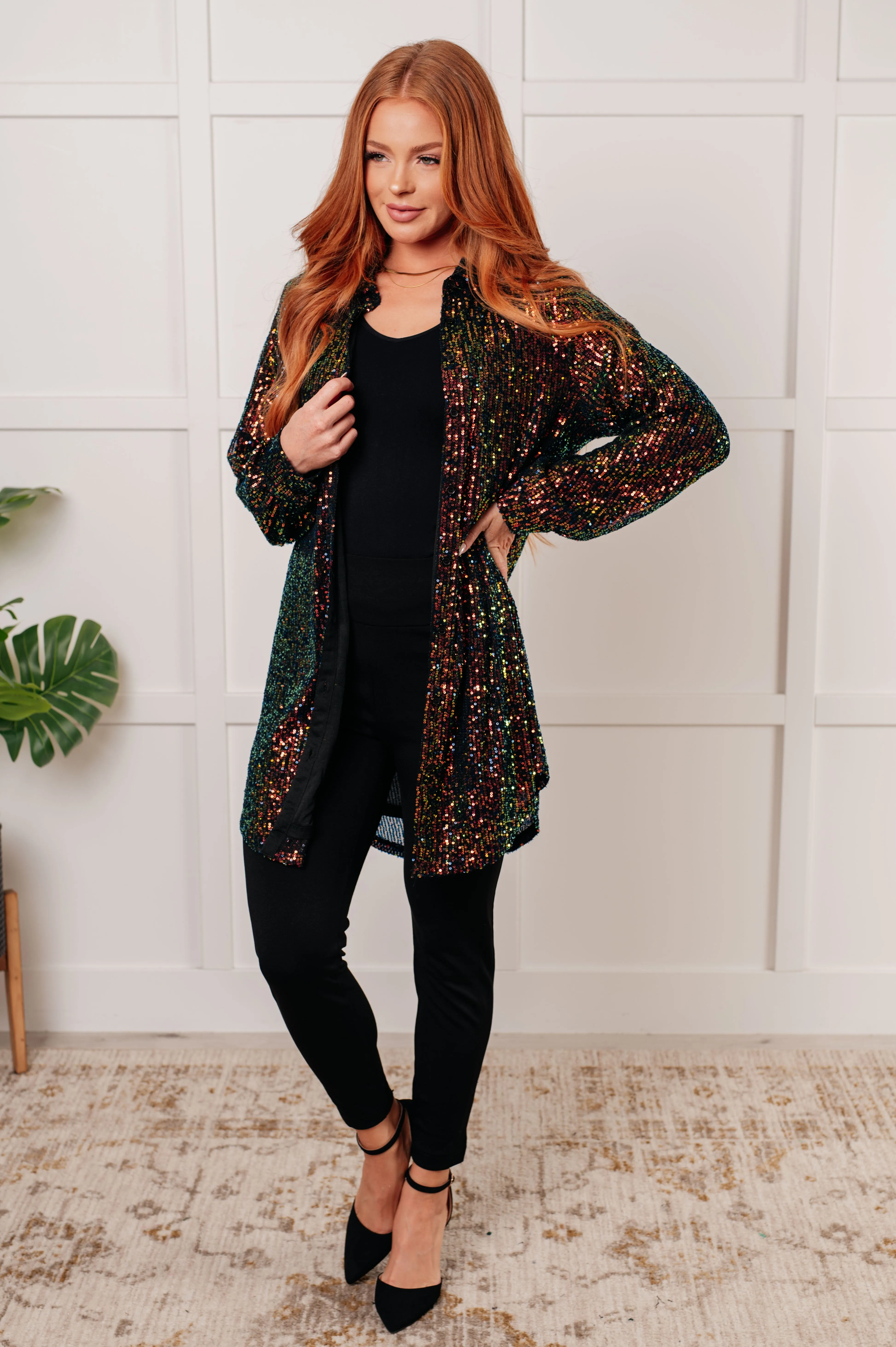 Glitzernde Pracht Pailletten Shirtkleid