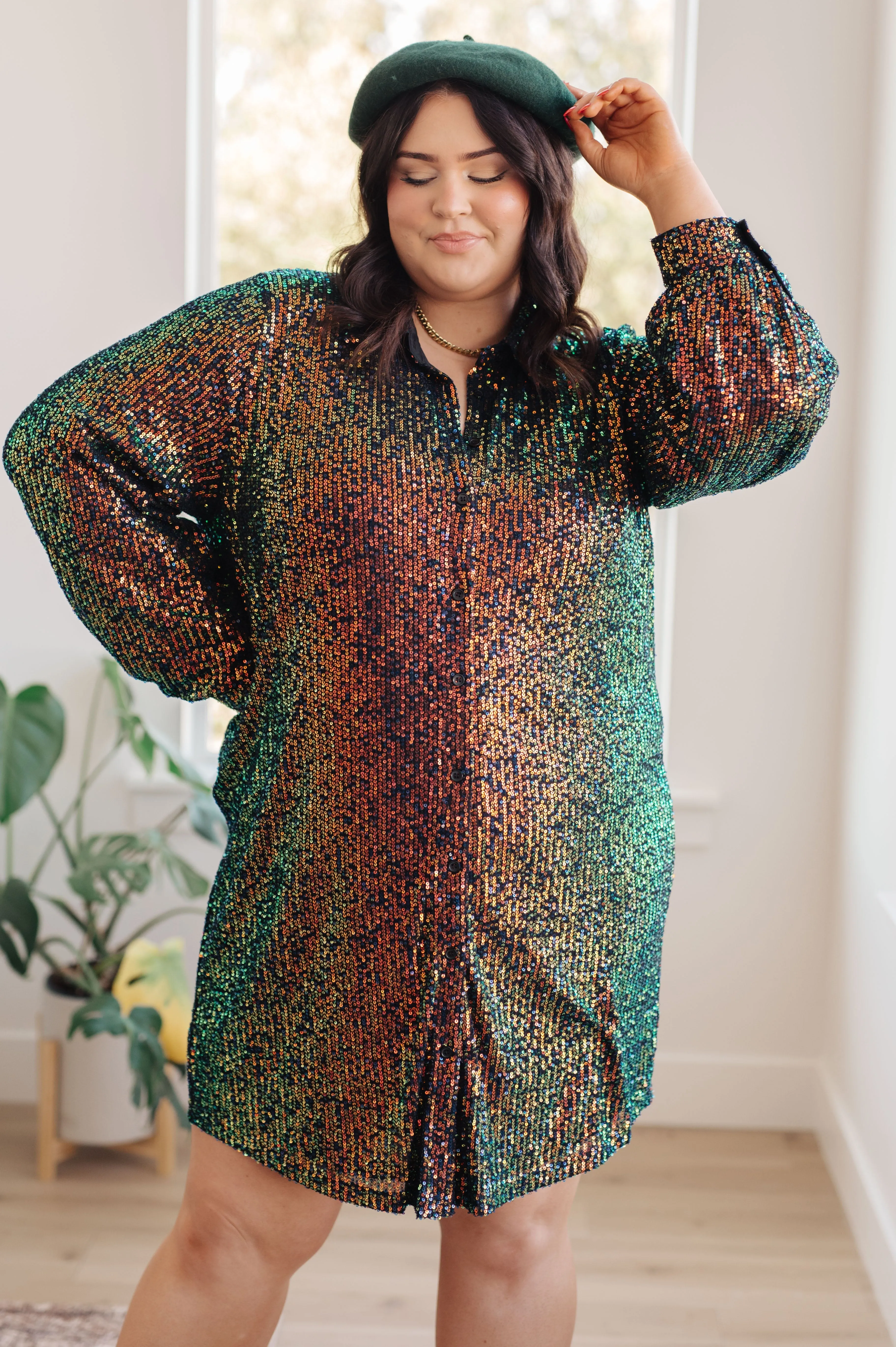Glitzernde Pracht Pailletten Shirtkleid