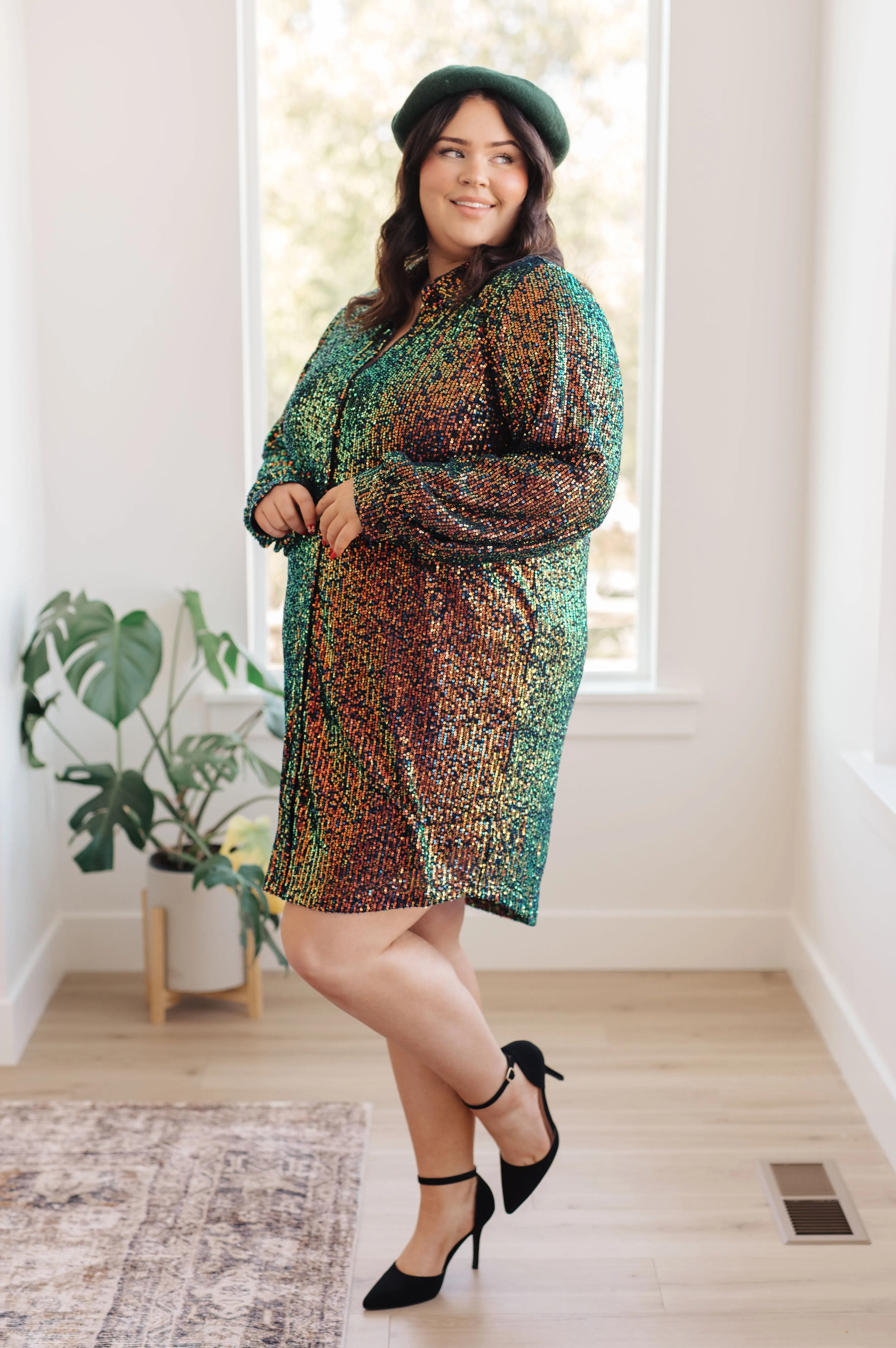 Glitzernde Pracht Pailletten Shirtkleid