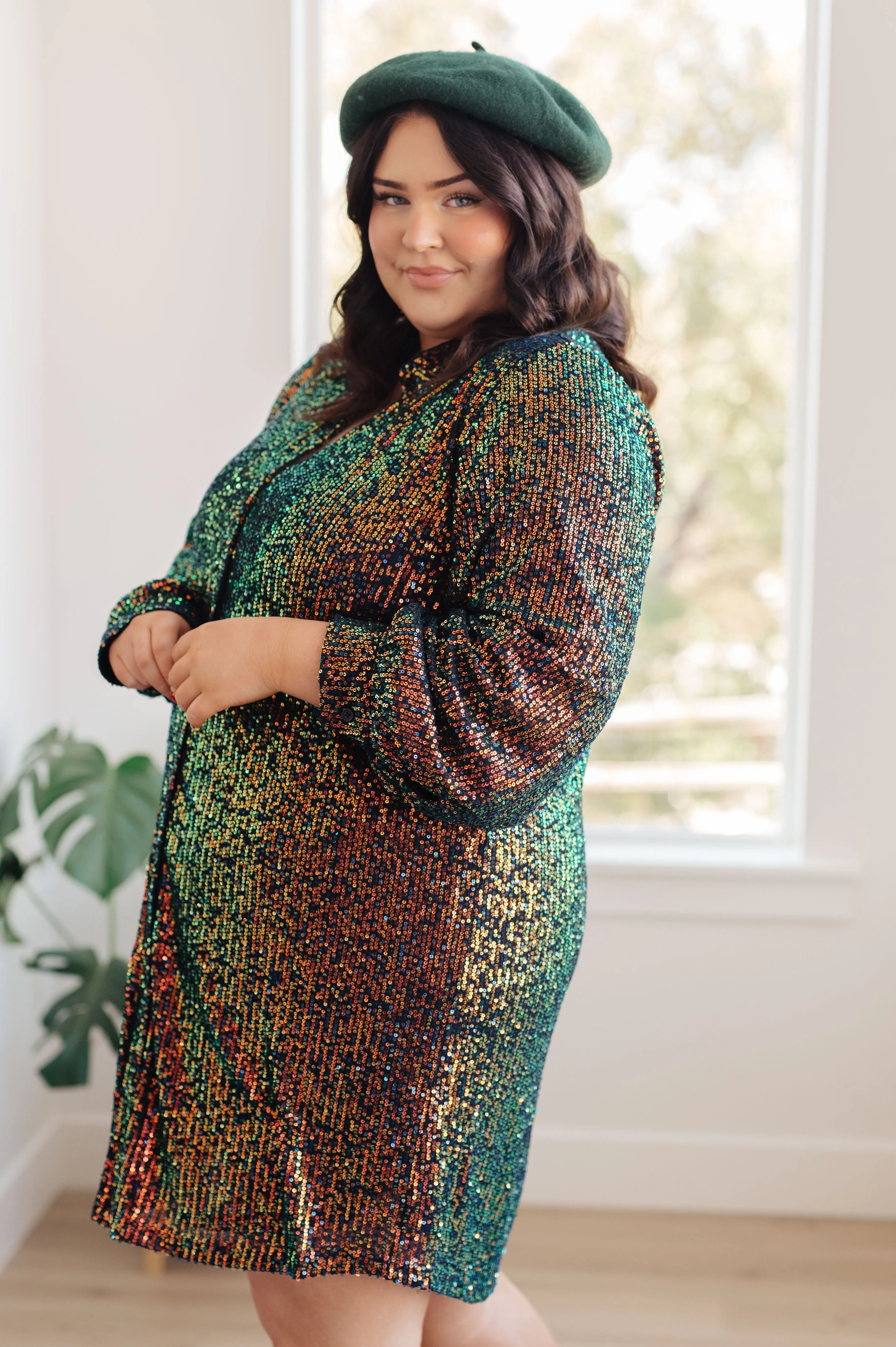 Glitzernde Pracht Pailletten Shirtkleid