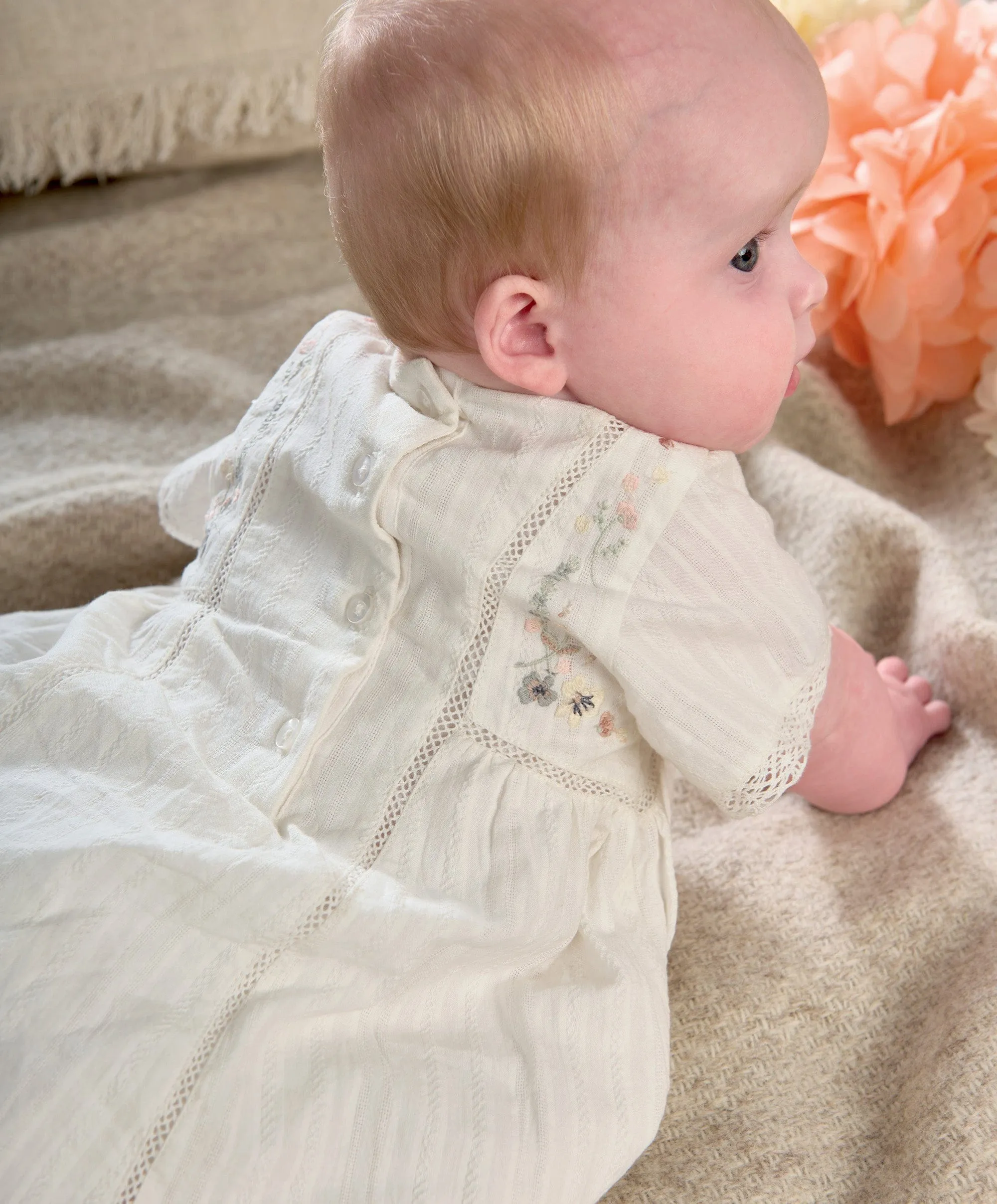 Kurzärmeliges Baumwollkleid mit Stickerei - Blumenmuster Baby & Kinder von Mamas & Papas