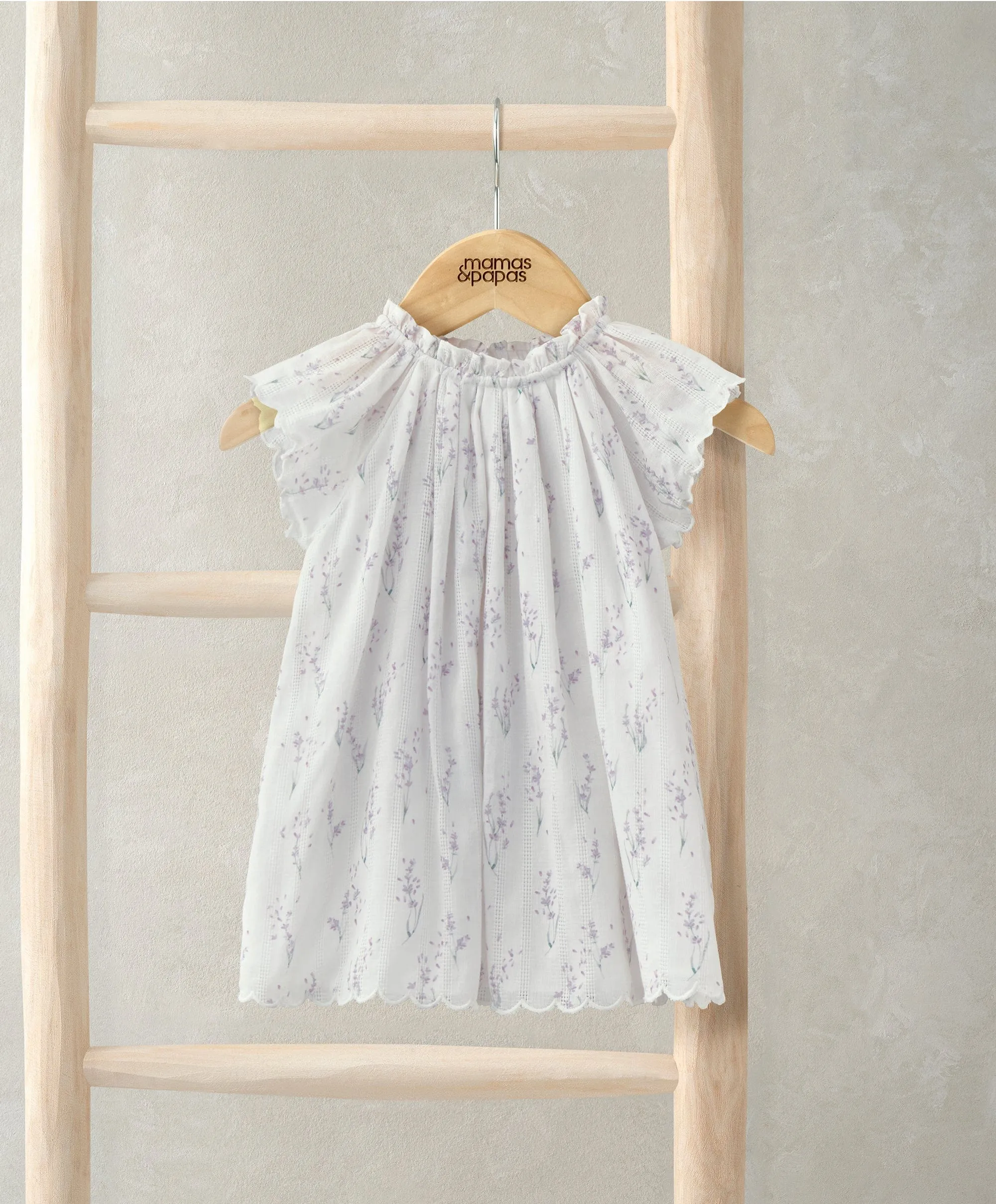 Kurzärmeliges Kleid - Lavendeldruck