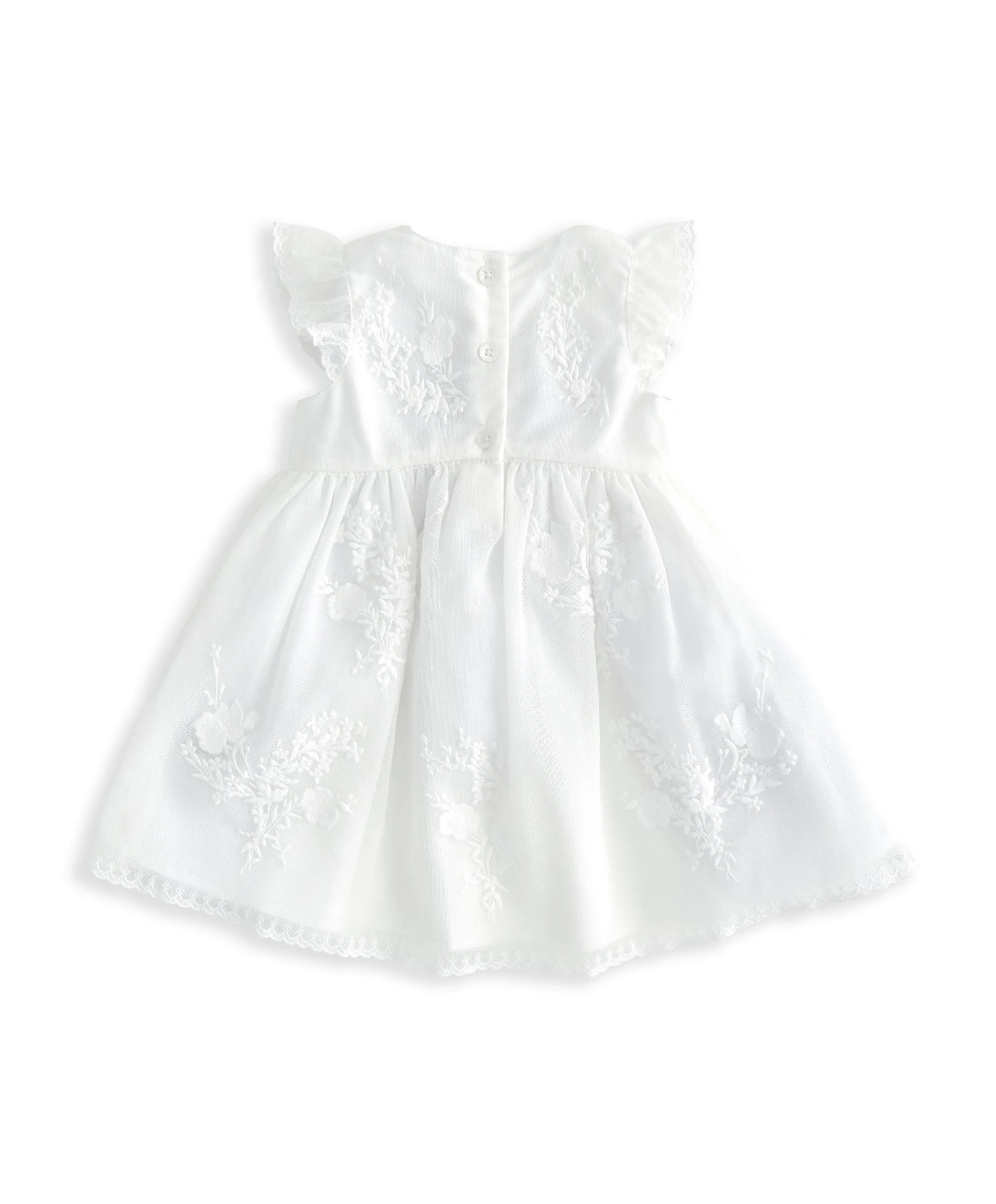 Kurzärmeliges besticktes Spitzenkleid - Blumenmuster