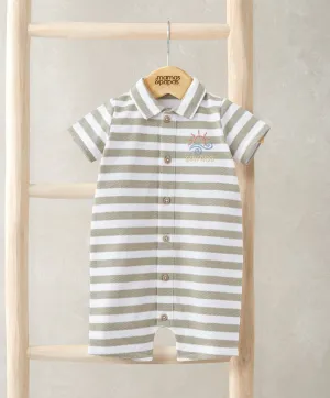 Short Sleeve Striped Embroidered Romper Babykids Mamas & Papas