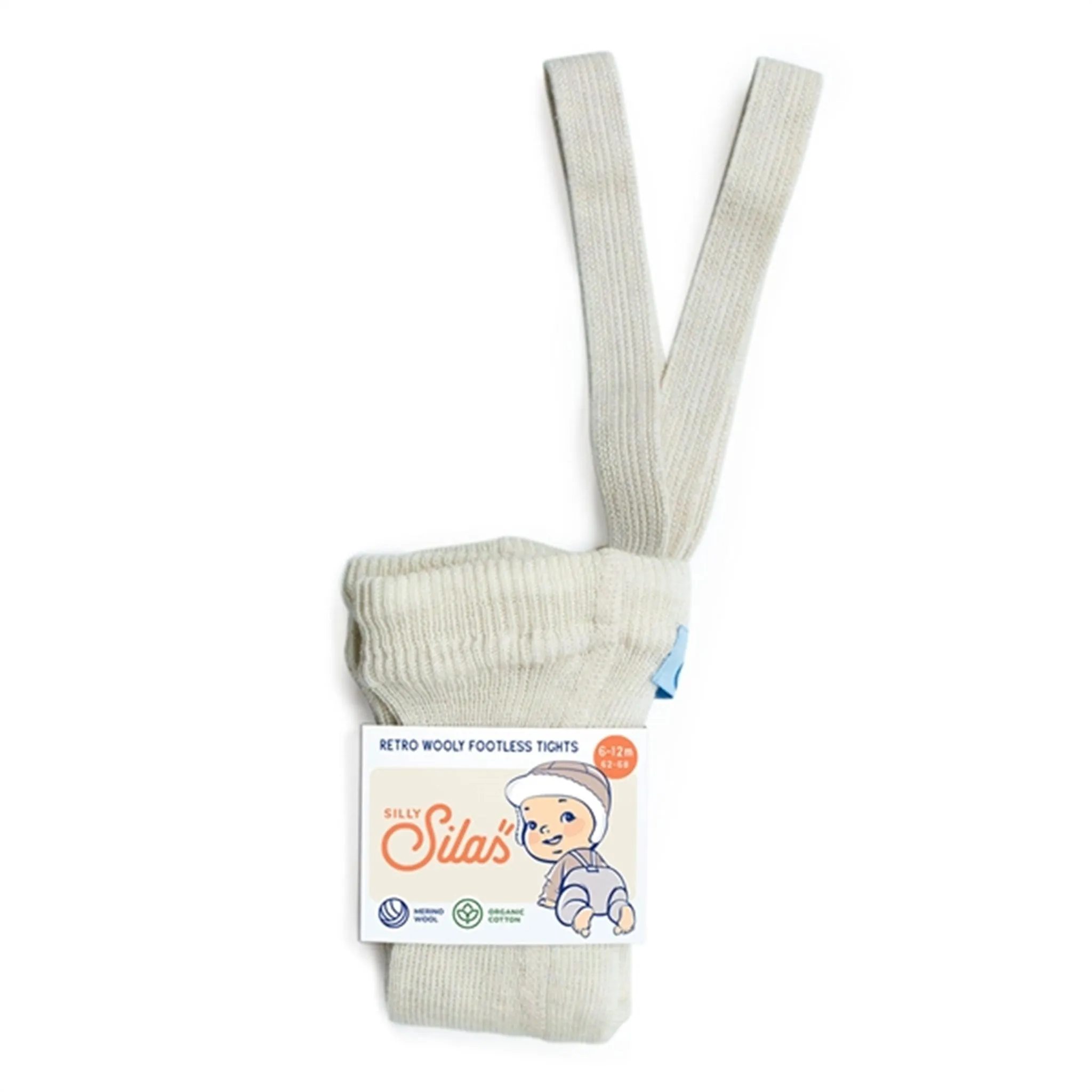 Silly Silas Wollige fußlose Strumpfhosen mit Hosenträgern Creme Mischung Babykids_Silly-Silas