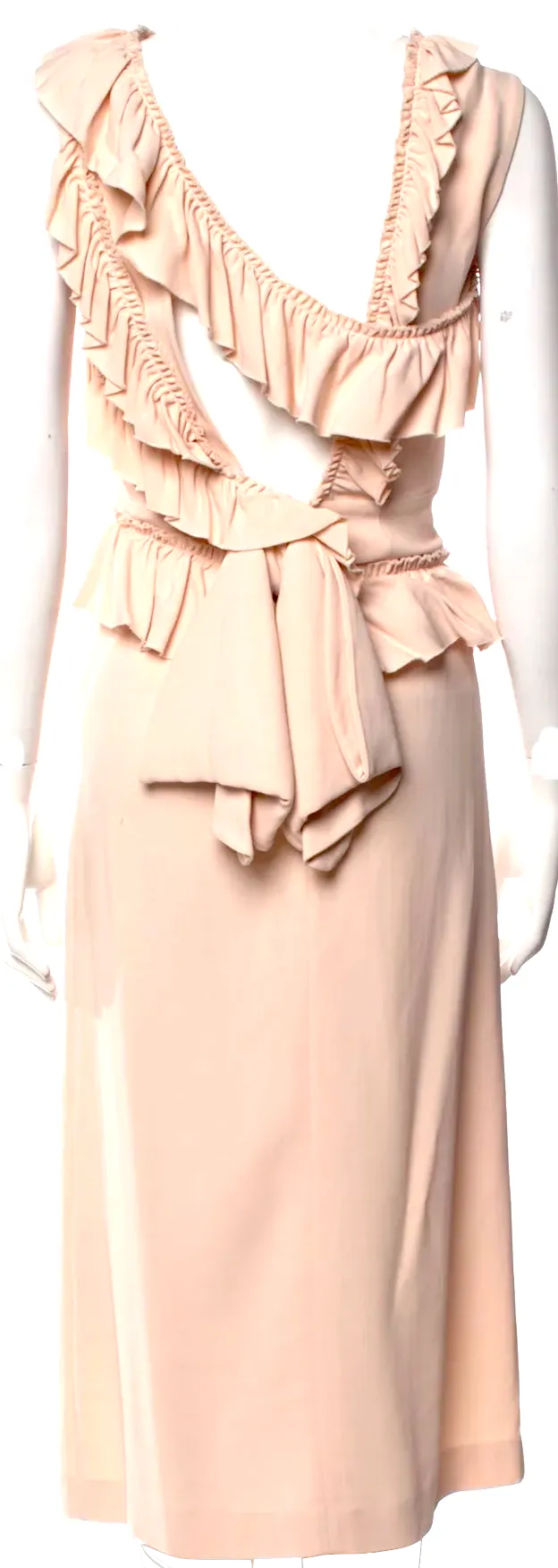 SIMONE ROCHA UK. Rosa Bateau-Ausschnitt Rüschenverzierung Mittellanges Kleid