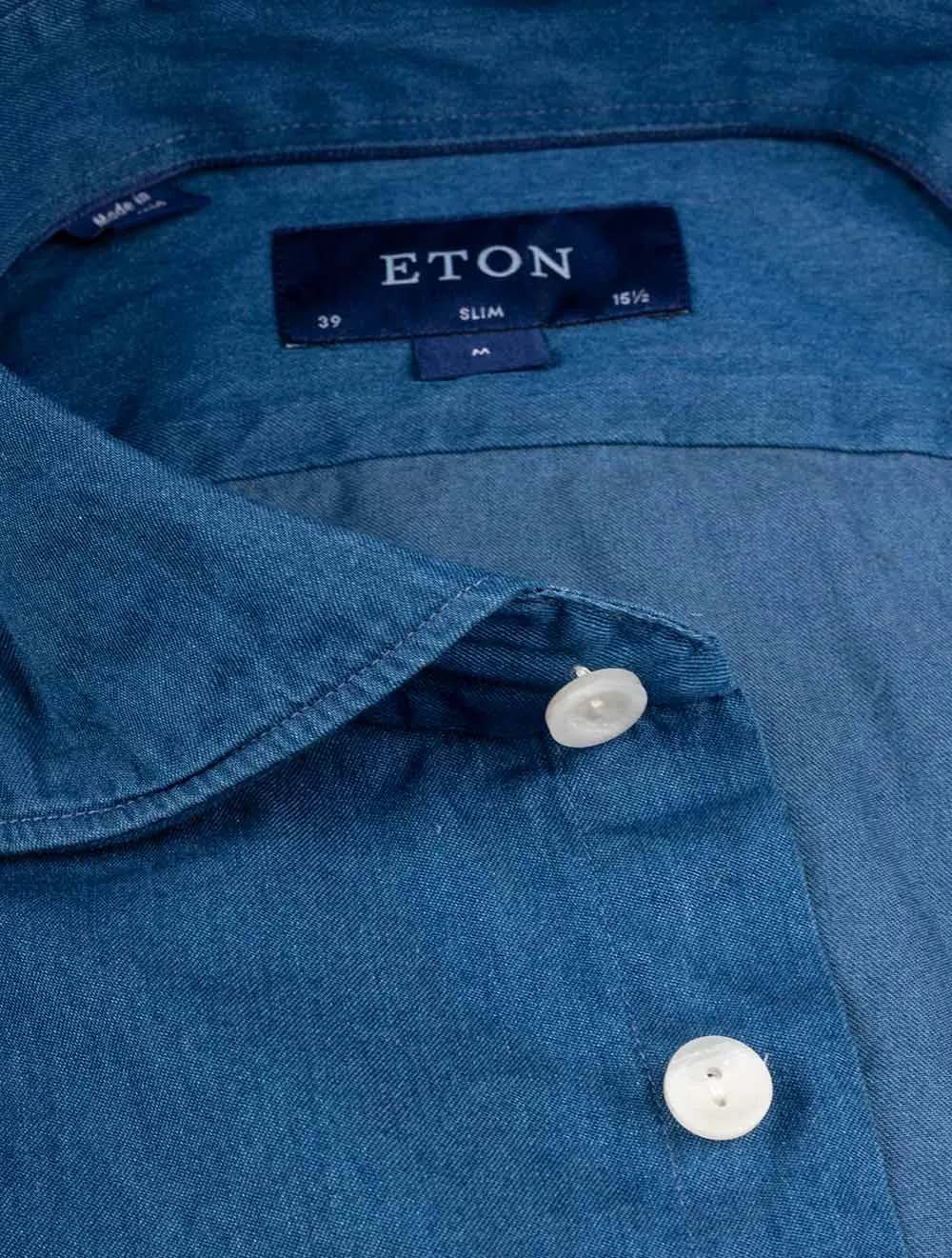 Slim Fit Denim Hemd Blau