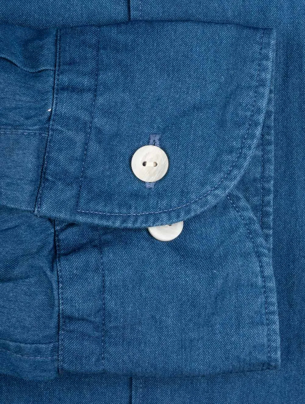Slim Fit Denim Hemd Blau