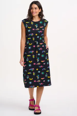 Sloane Jersey Midi Dress in Summer Joy Black