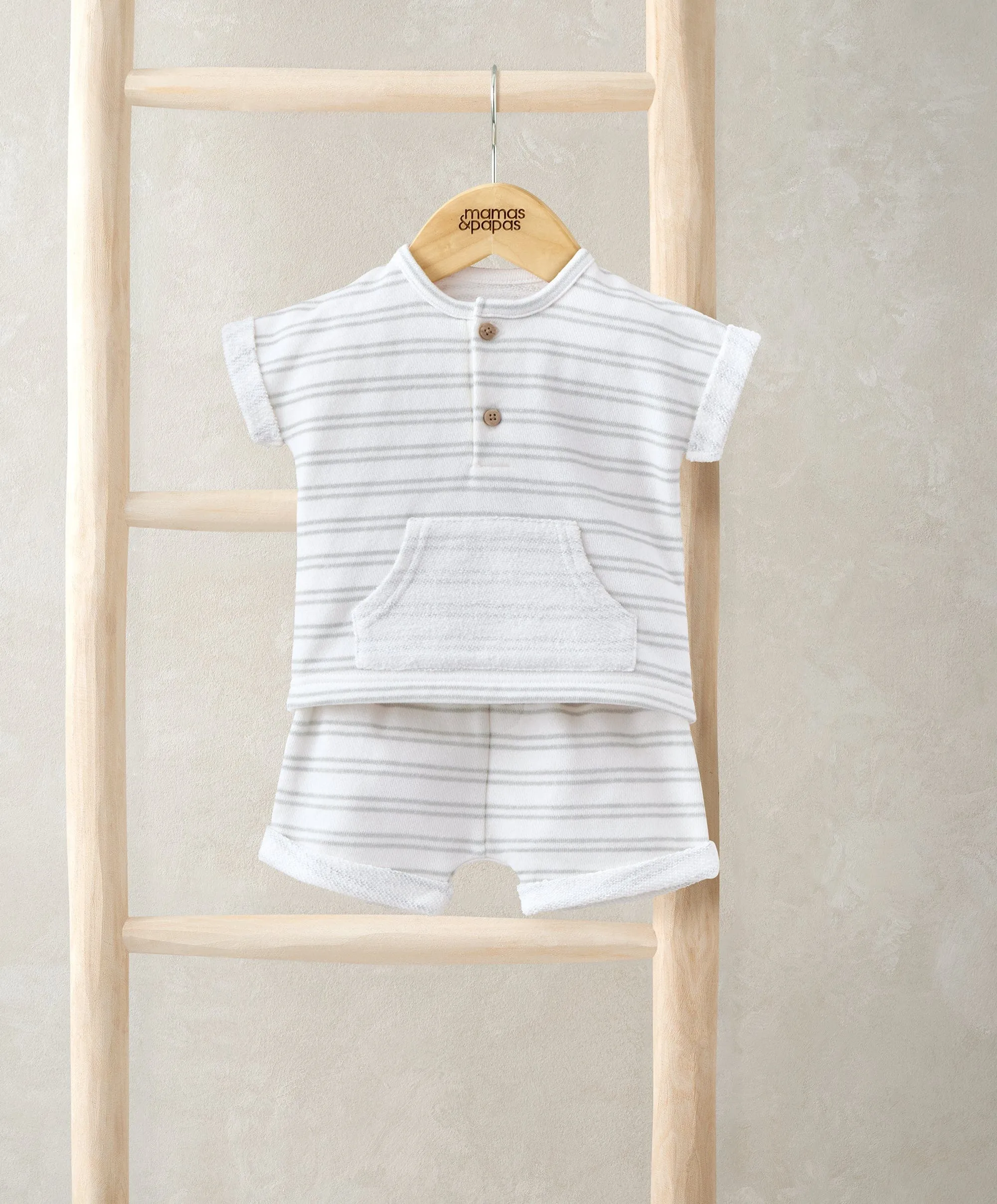 Bequemes T-Shirt & Shorts-Set (2-teilig) - Streifenprint