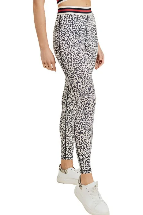 Schneeleoparden-Gestreifte Bündchen-Hochwaist-Leggings APH2820
