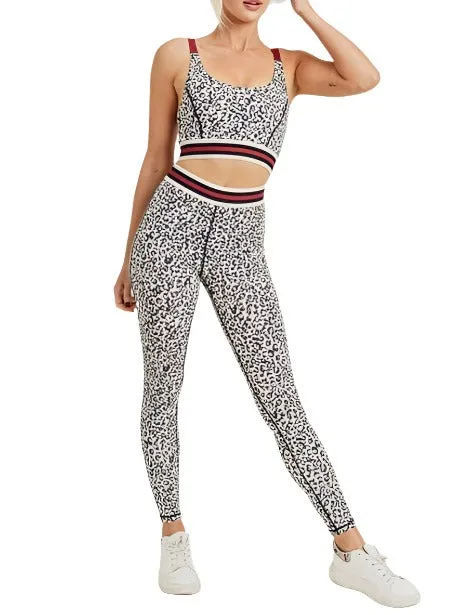 Schneeleoparden-Gestreifte Bündchen-Hochwaist-Leggings APH2820